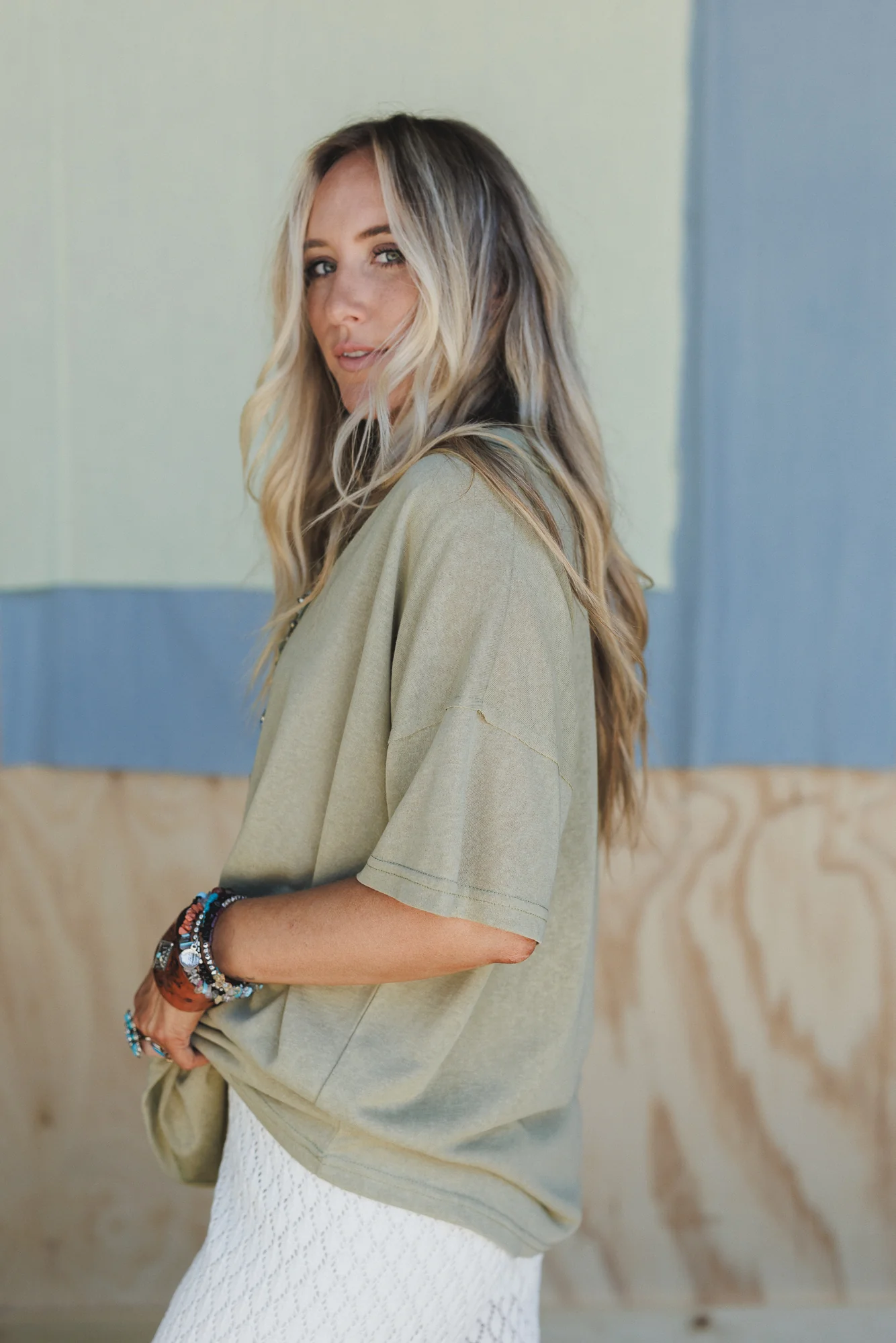 Tash V Neck Tee - Moss - Image 2