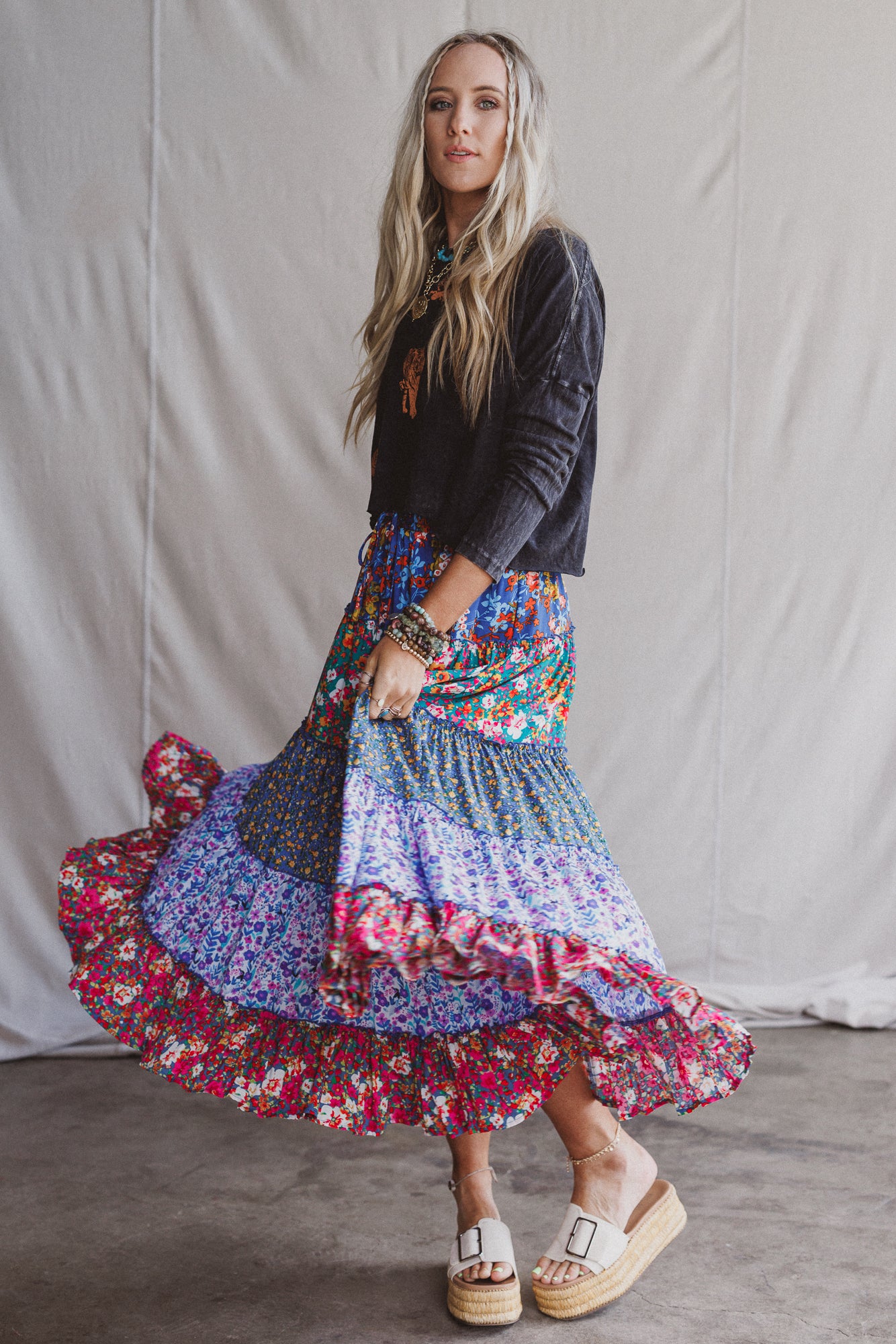 Tatjana Printed Maxi Skirt - Blue - Image 6