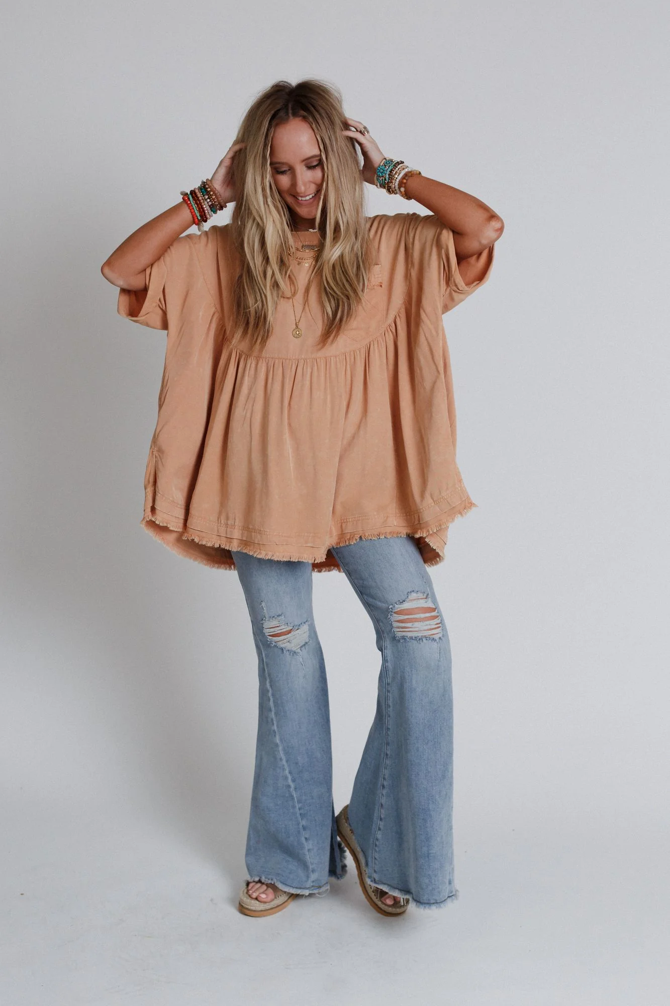 The Good Life Oversized Top - Peach - Image 3