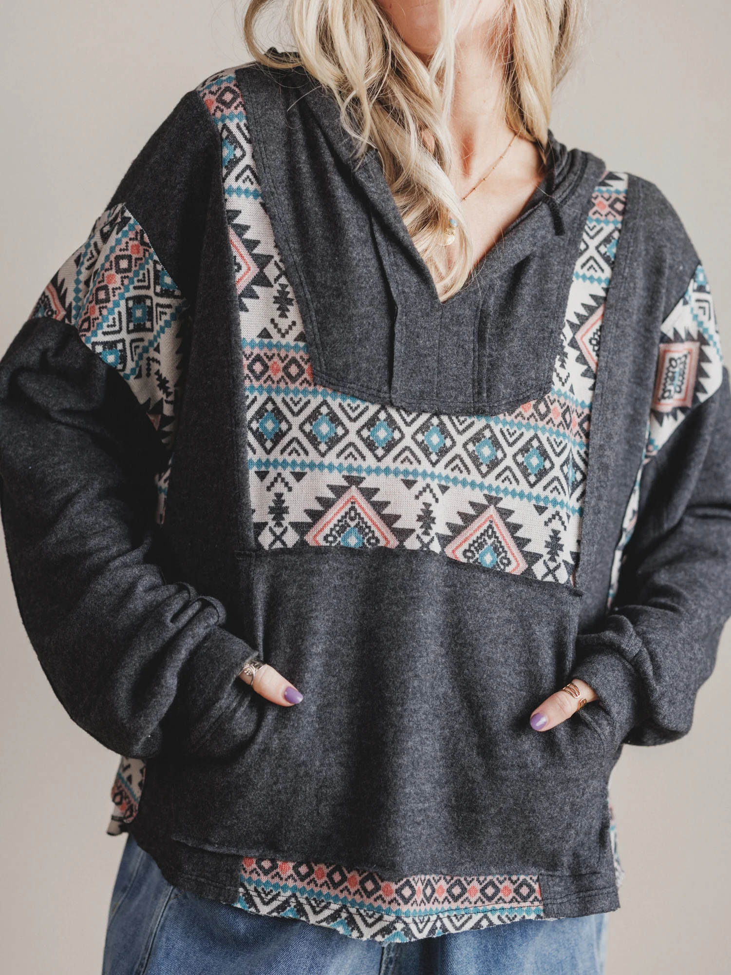 The Nest Beach Nights Pullover Hoodie Top - Charcoal - Pre Order - Image 2