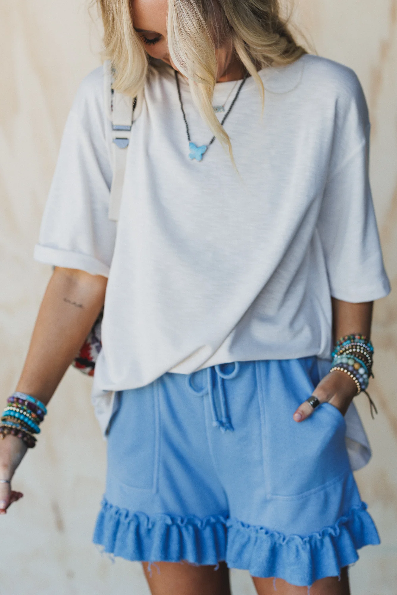 The Nest Beachline Textured Shorts - Blue - Image 4