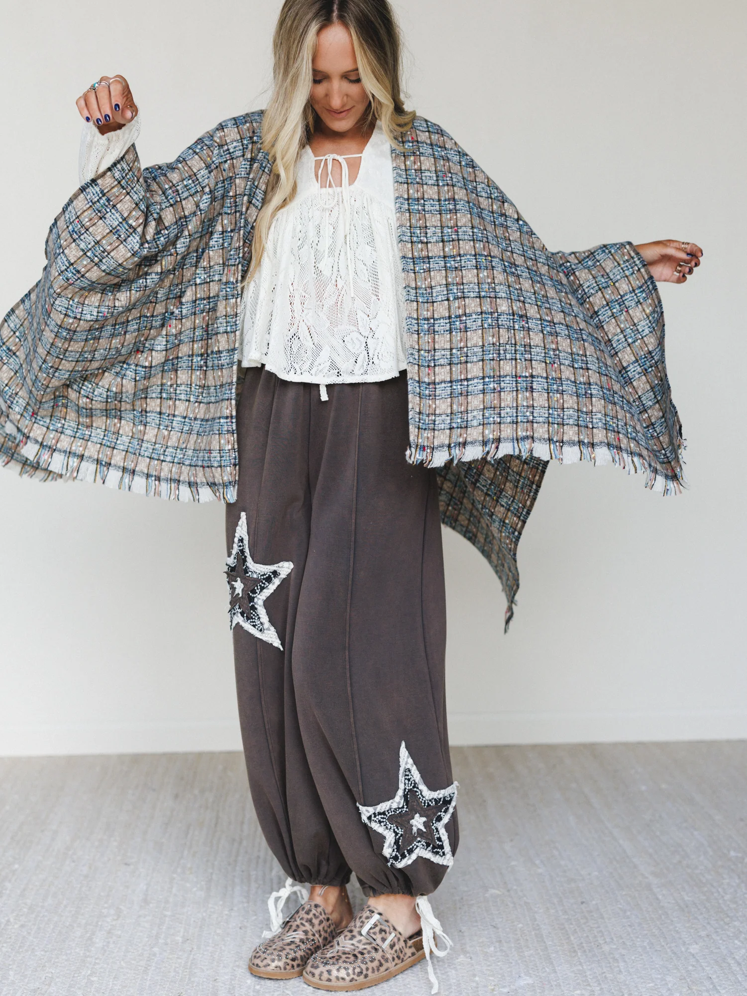 The Nest Bobbie Patchwork Convertible Wide Leg Pant - Charcoal - Image 6