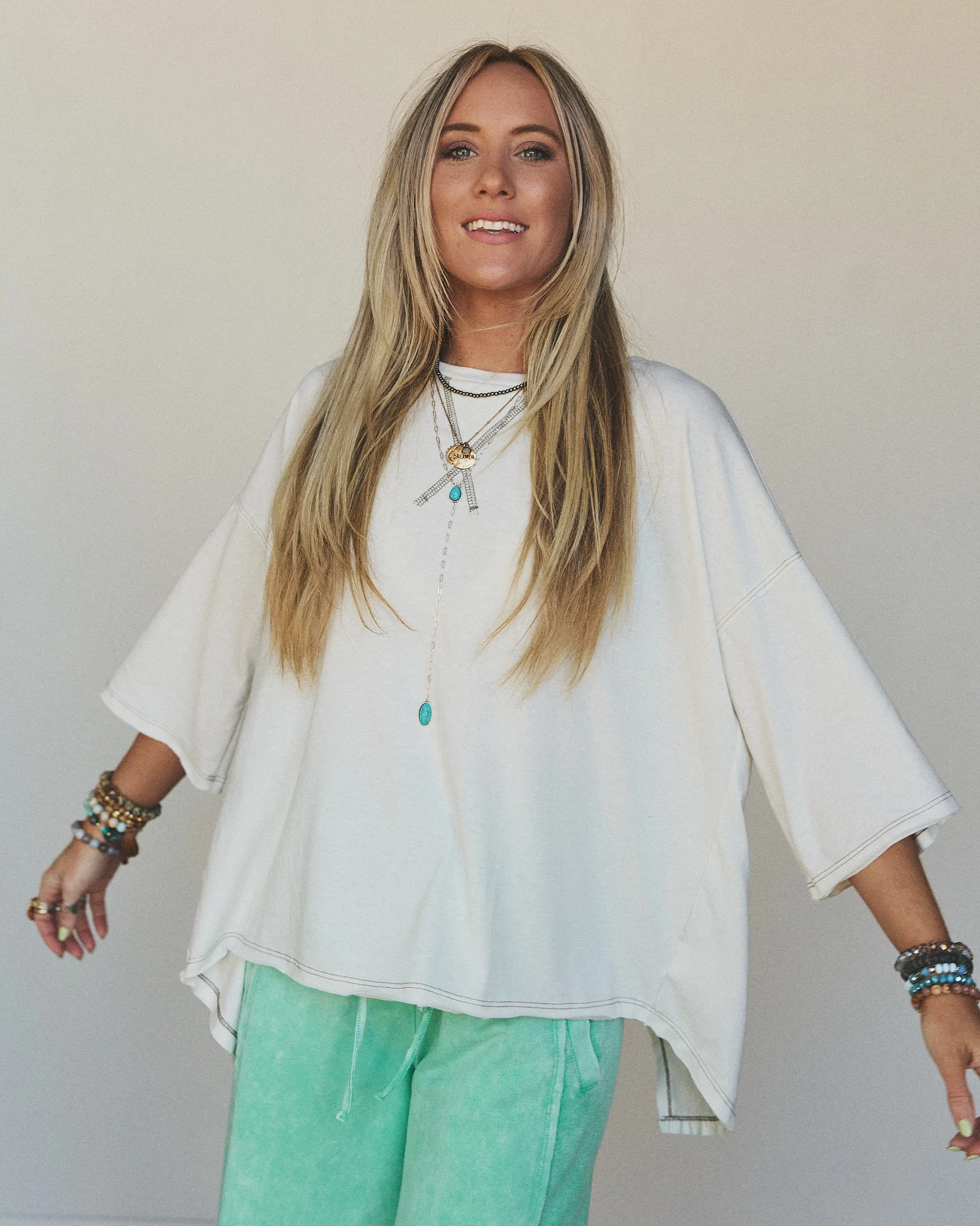 The Nest Callie Split Back Top - Natural - Image 4