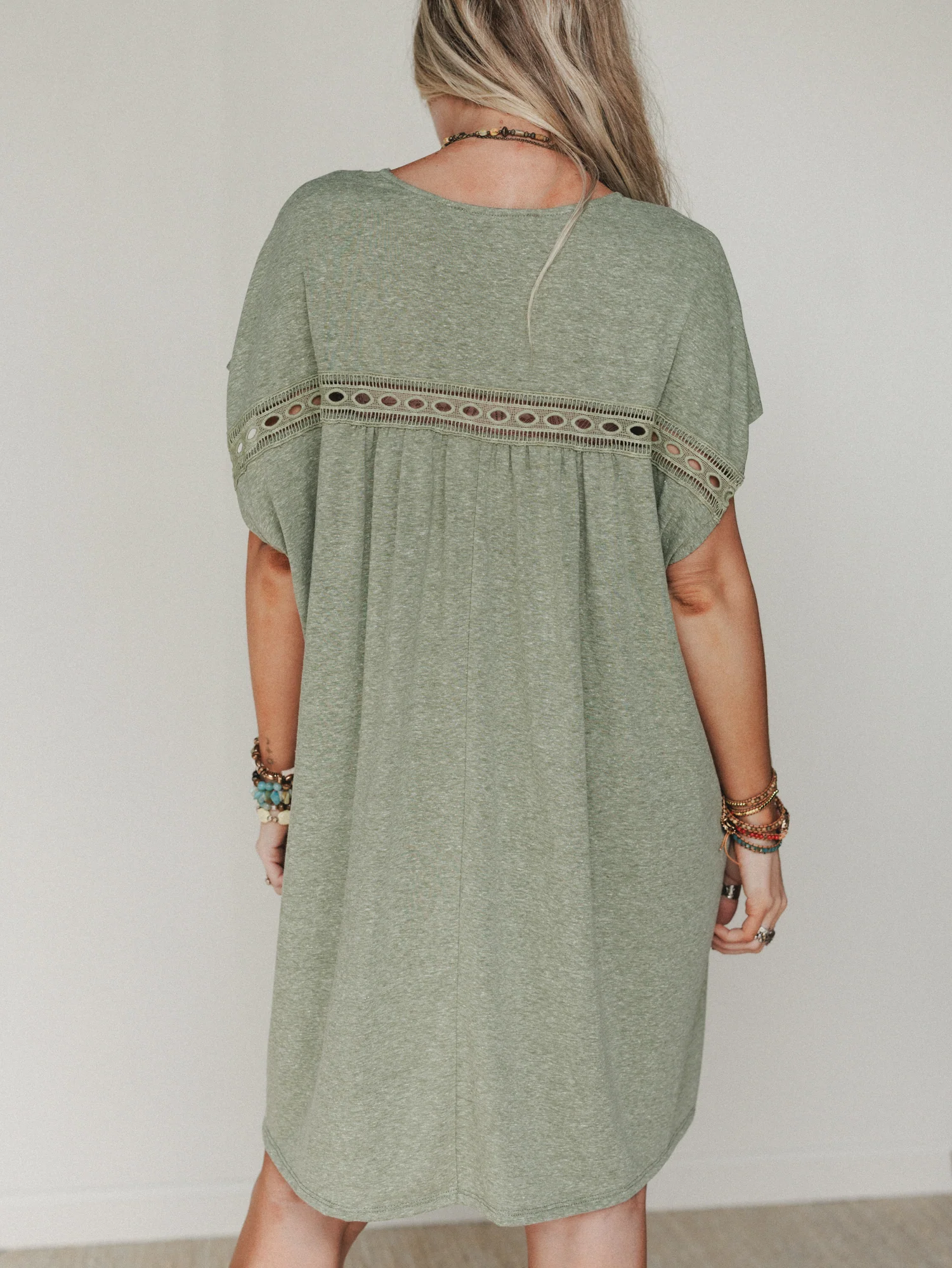 The Nest Camden Lace Tee Dress - Olive - Image 5