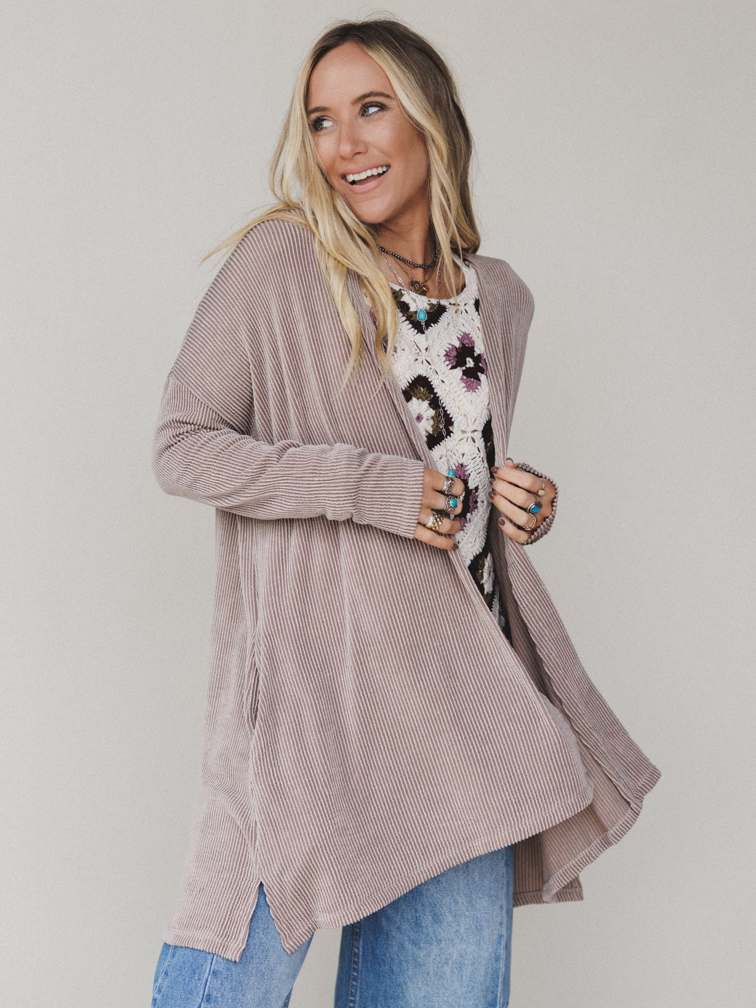 The Nest Classic Layers Cardigan - Acorn