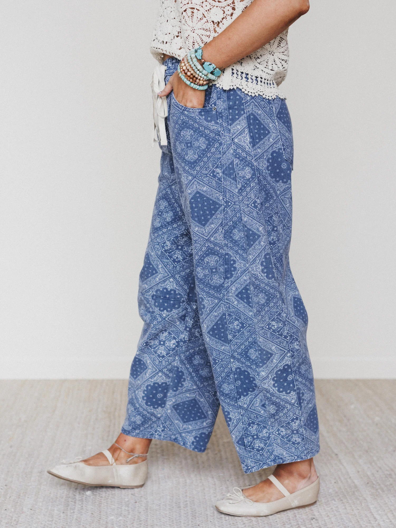 The Nest Coastal Drift Printed Pants - Navy - Image 2