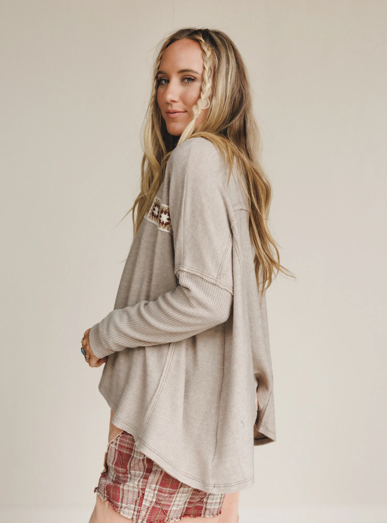 The Nest Cozy Up Crochet Top - Taupe - Image 3