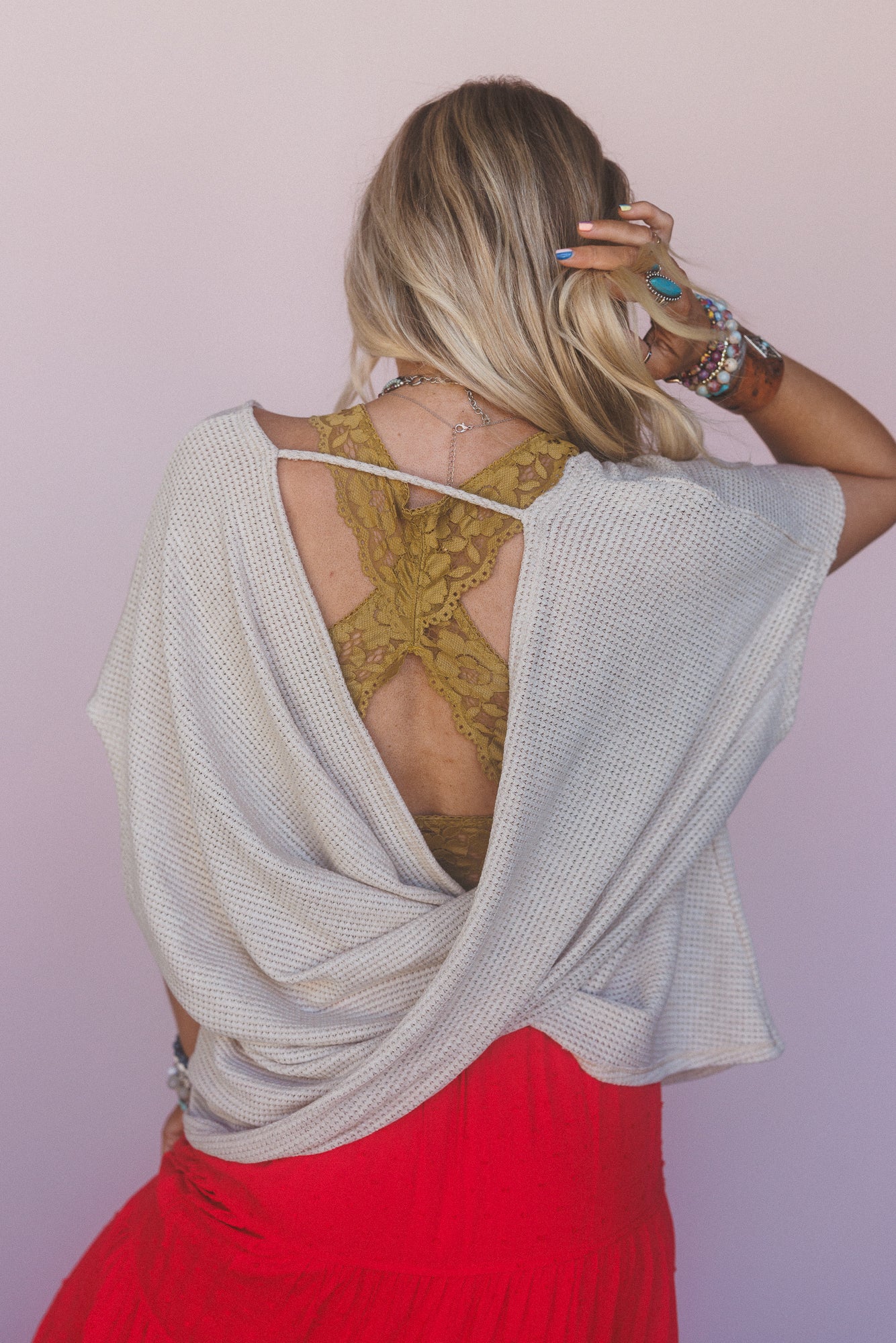 The Nest Cruising V Neck Top - Oatmeal - Image 6