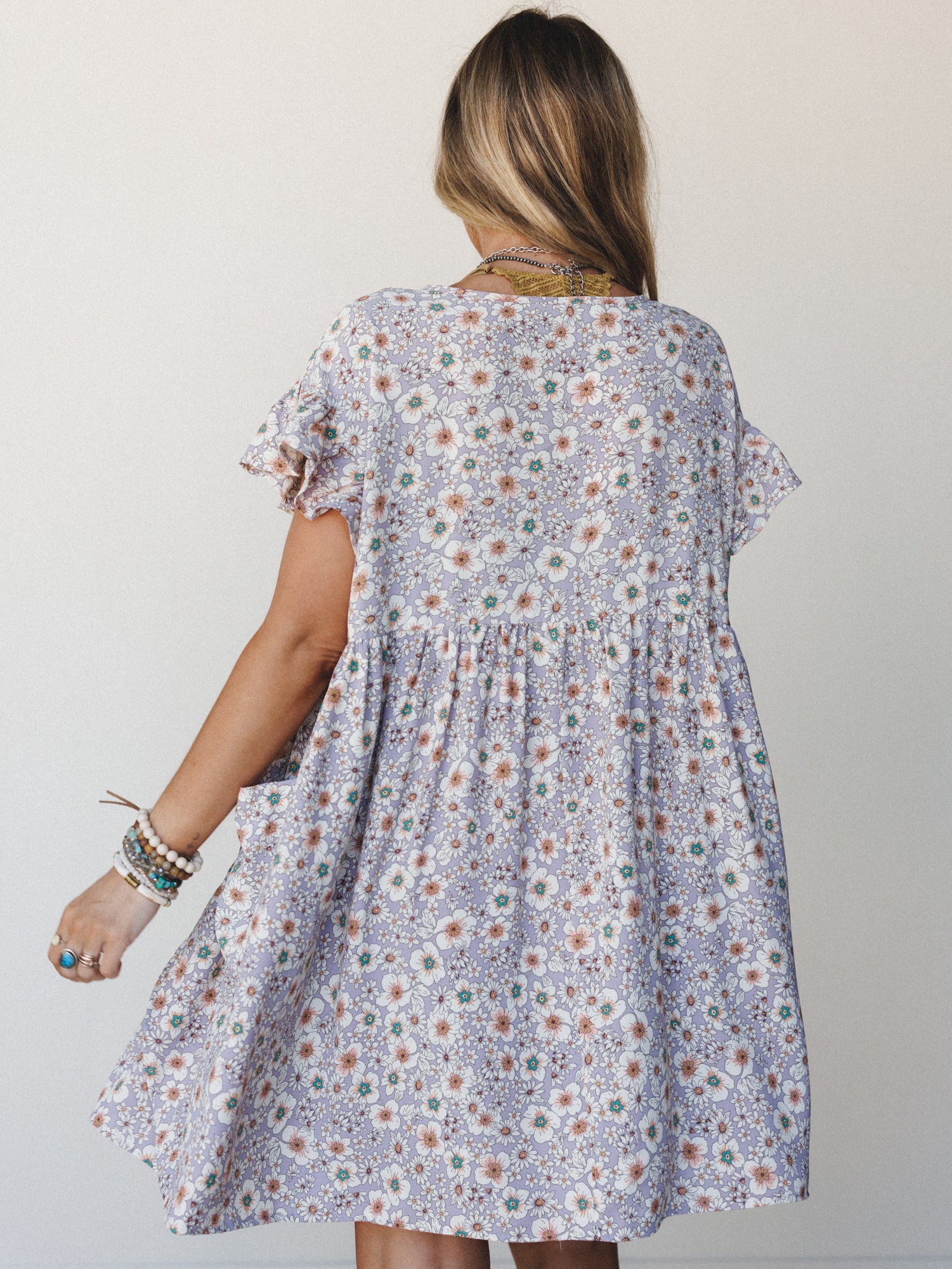 The Nest Stasia Printed Tulip Dress - Lavender - Image 5
