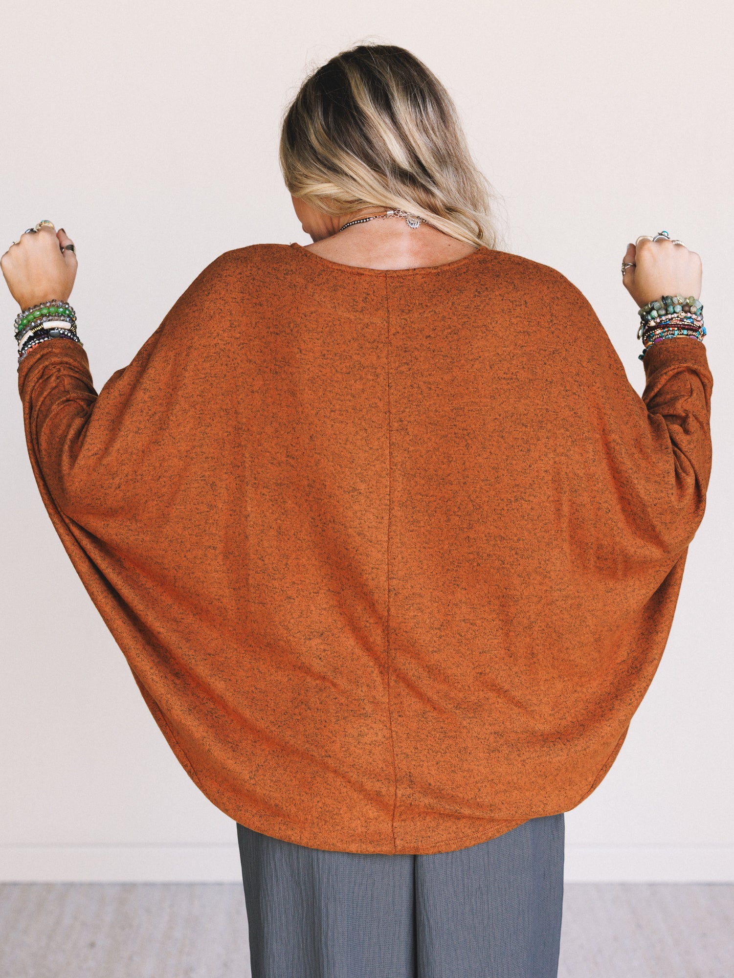 The Nest Fly With Me Batwing Sleeve Knit Sweater - Rust - Image 5