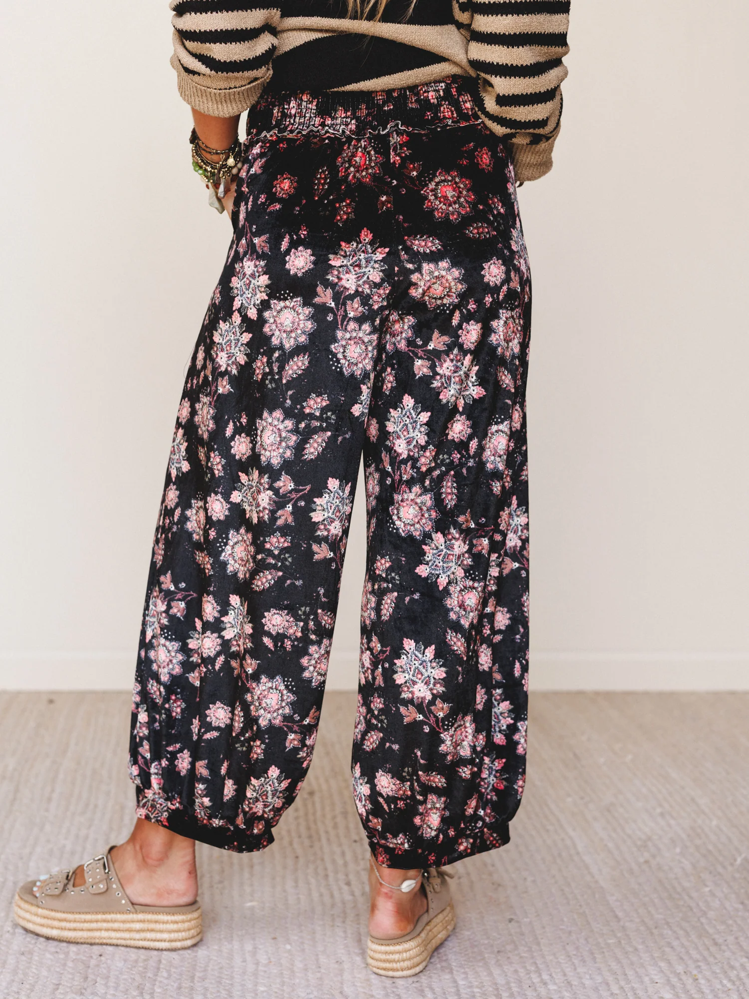 The Nest Gather Together Velvet Wide Leg Pants - Black - Image 6