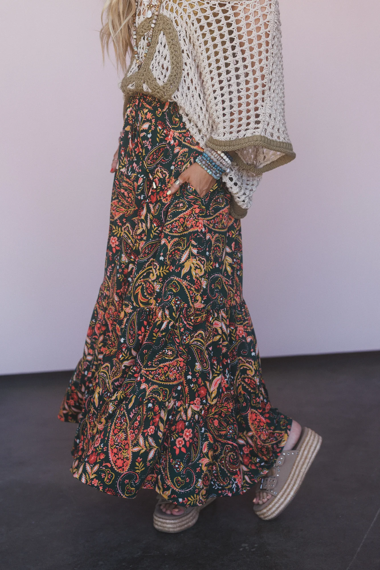 The Nest Happy Tiers Maxi Skirt - Coral Multi - Image 3