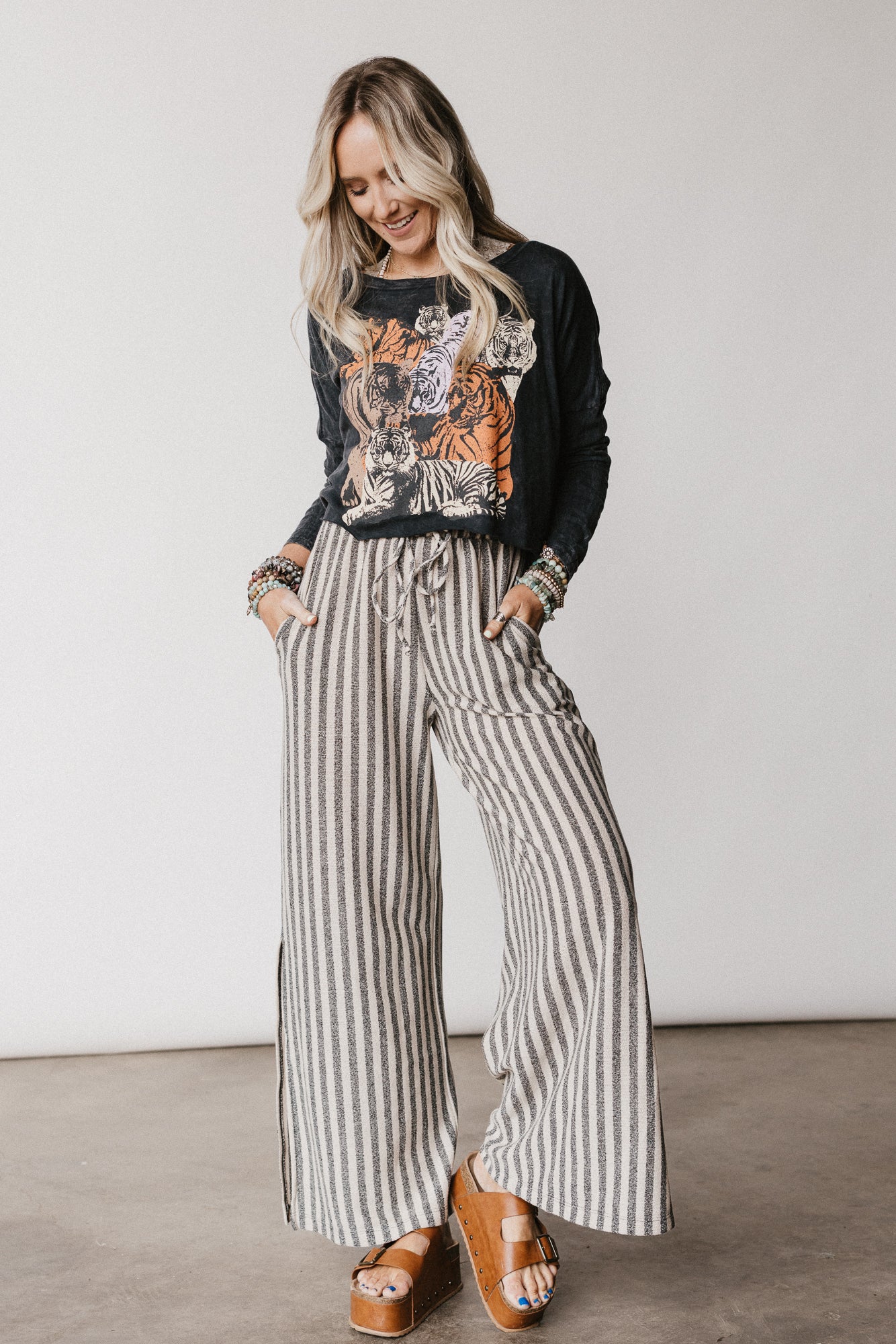 The Nest Ibiza Breeze Drawstring Pants - Taupe Black - Image 4