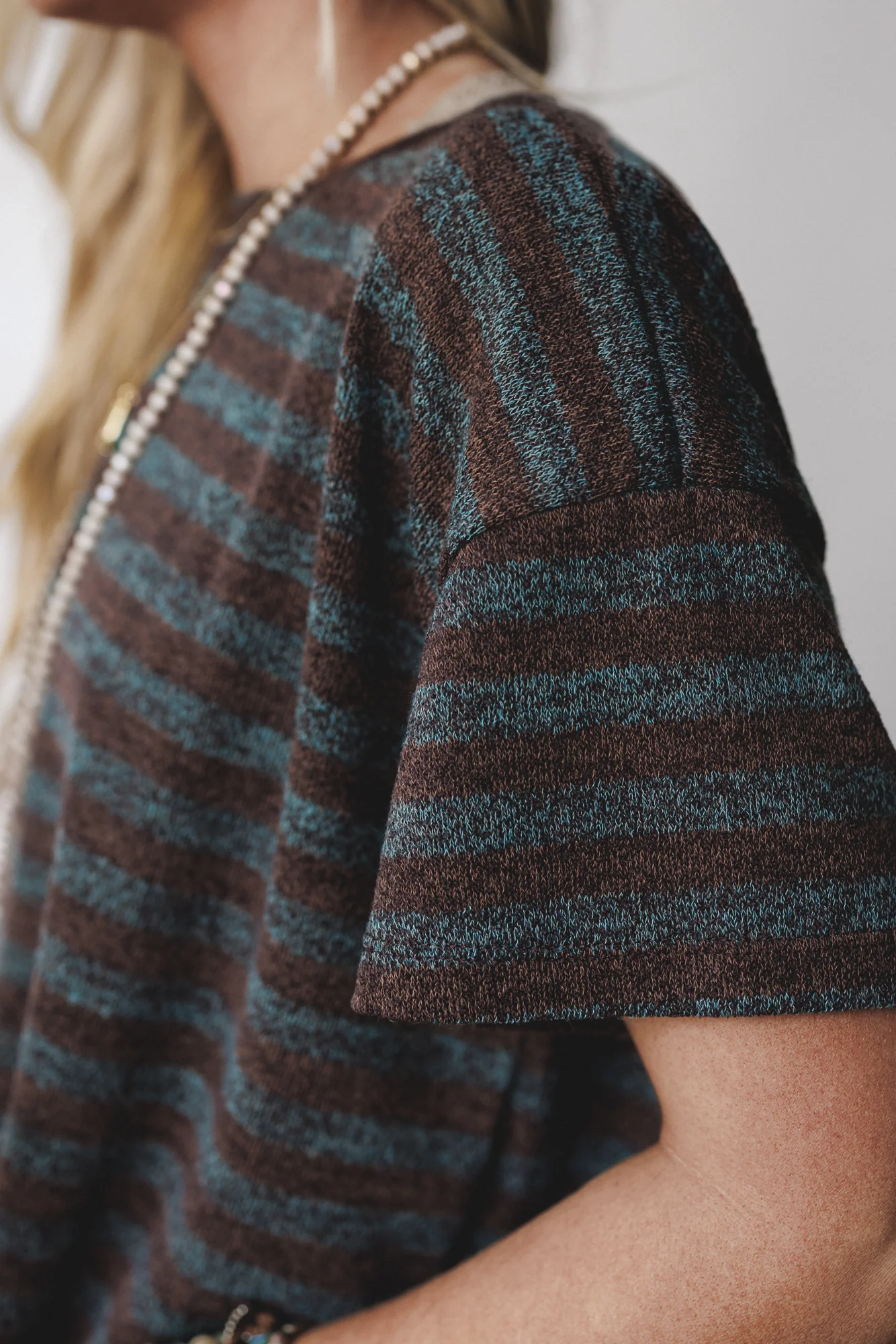 The Nest Ibiza Breeze Striped Top - Mint Brown - Image 3