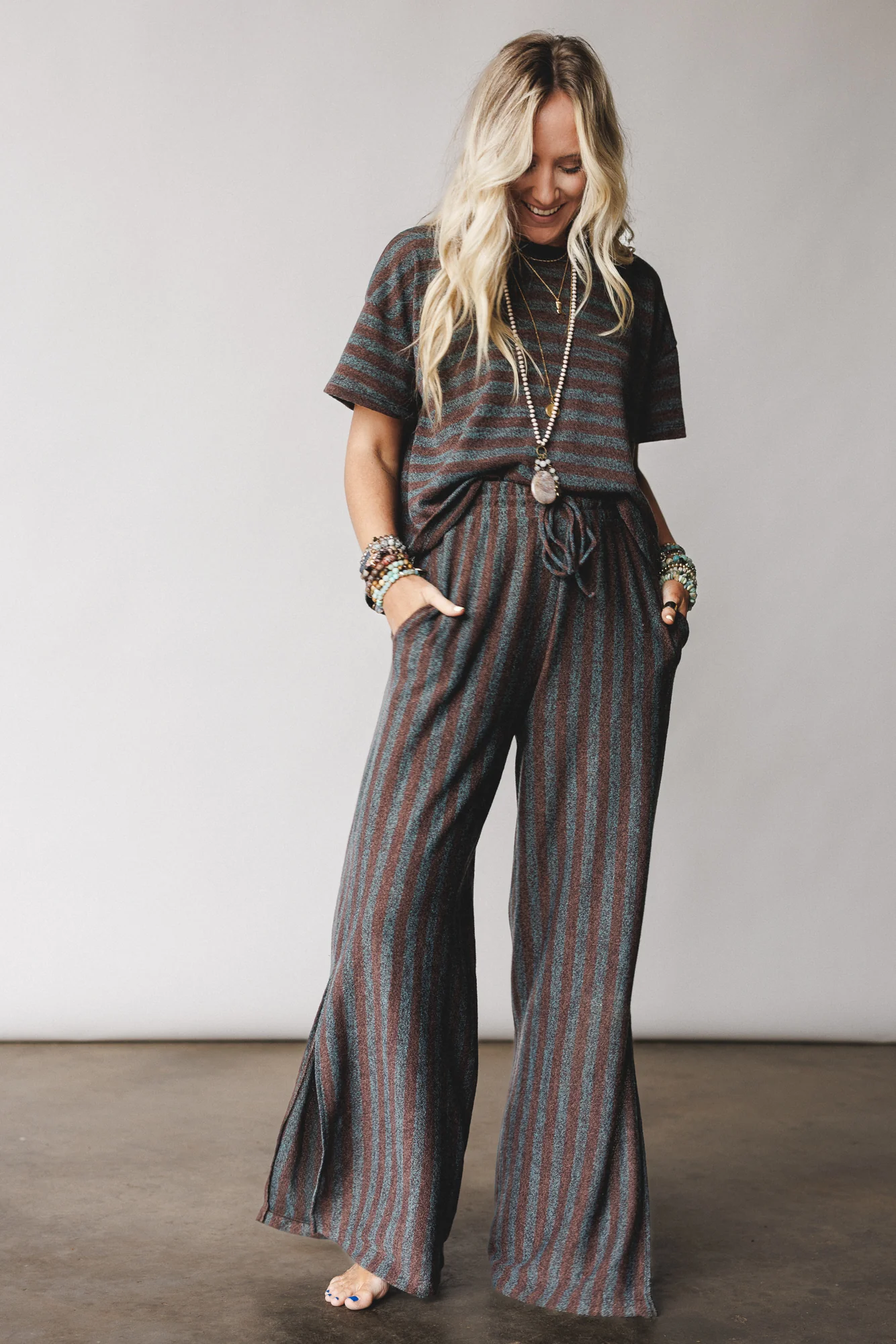 The Nest Ibiza Breeze Striped Top - Mint Brown - Image 5
