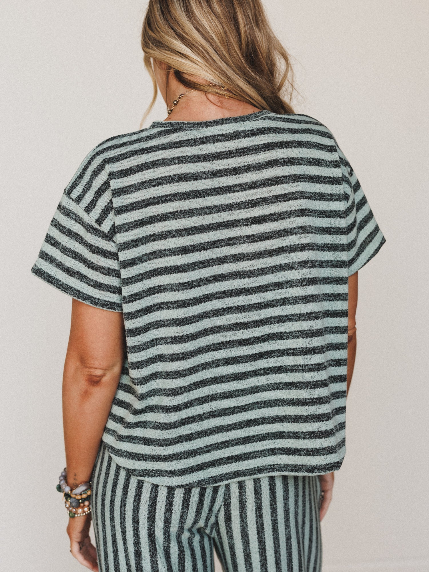 The Nest Ibiza Breeze Striped Top - Sage Black - Image 4