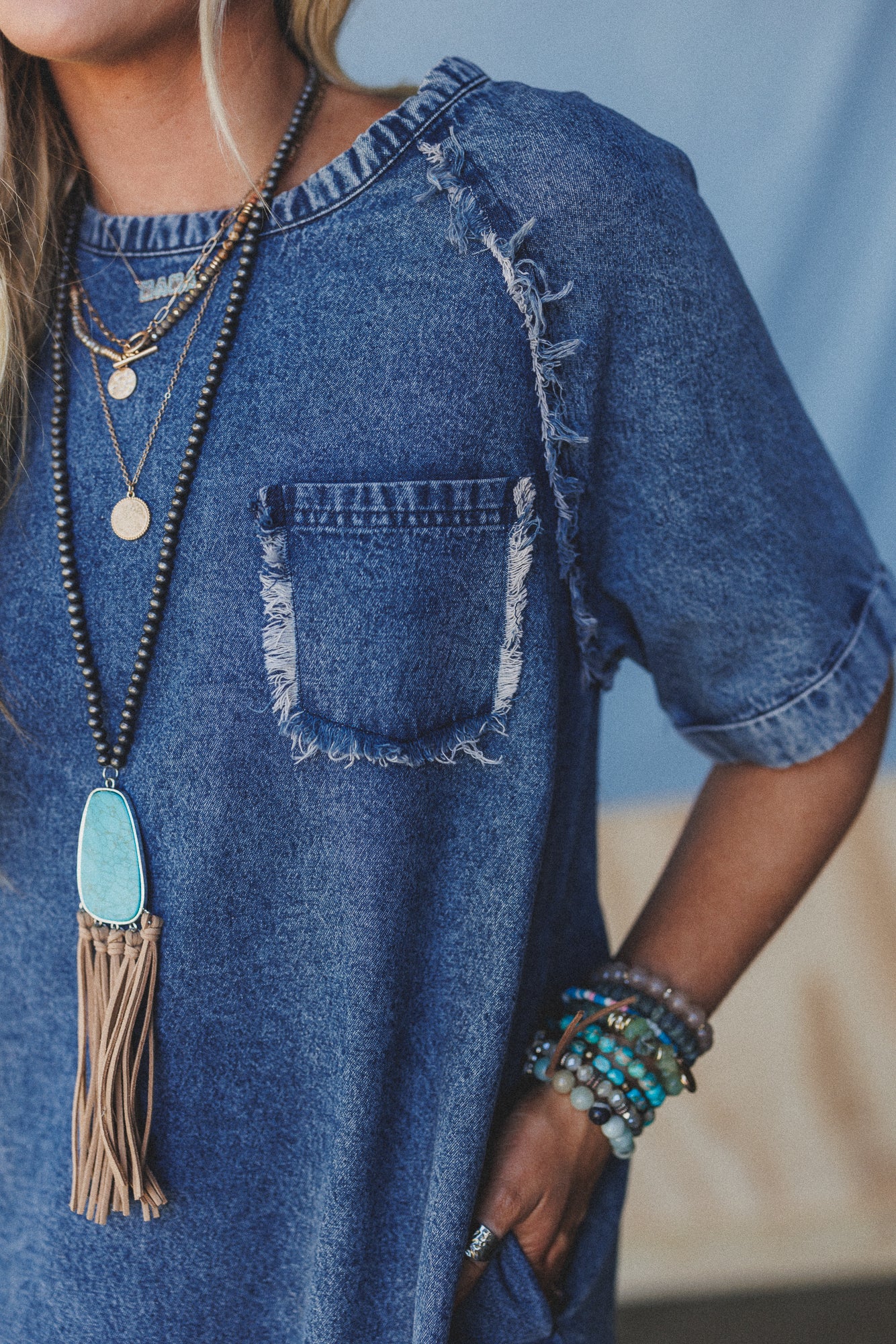 The Nest Jayda Pocket Dress - Blue - Image 3