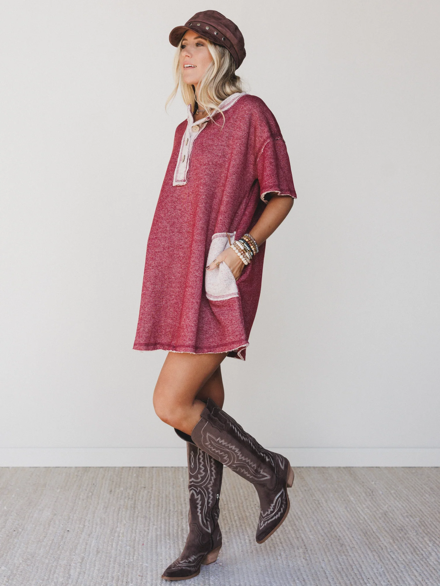 The Nest Jodi Tunic Dress - Two Tone Marsala - Image 5