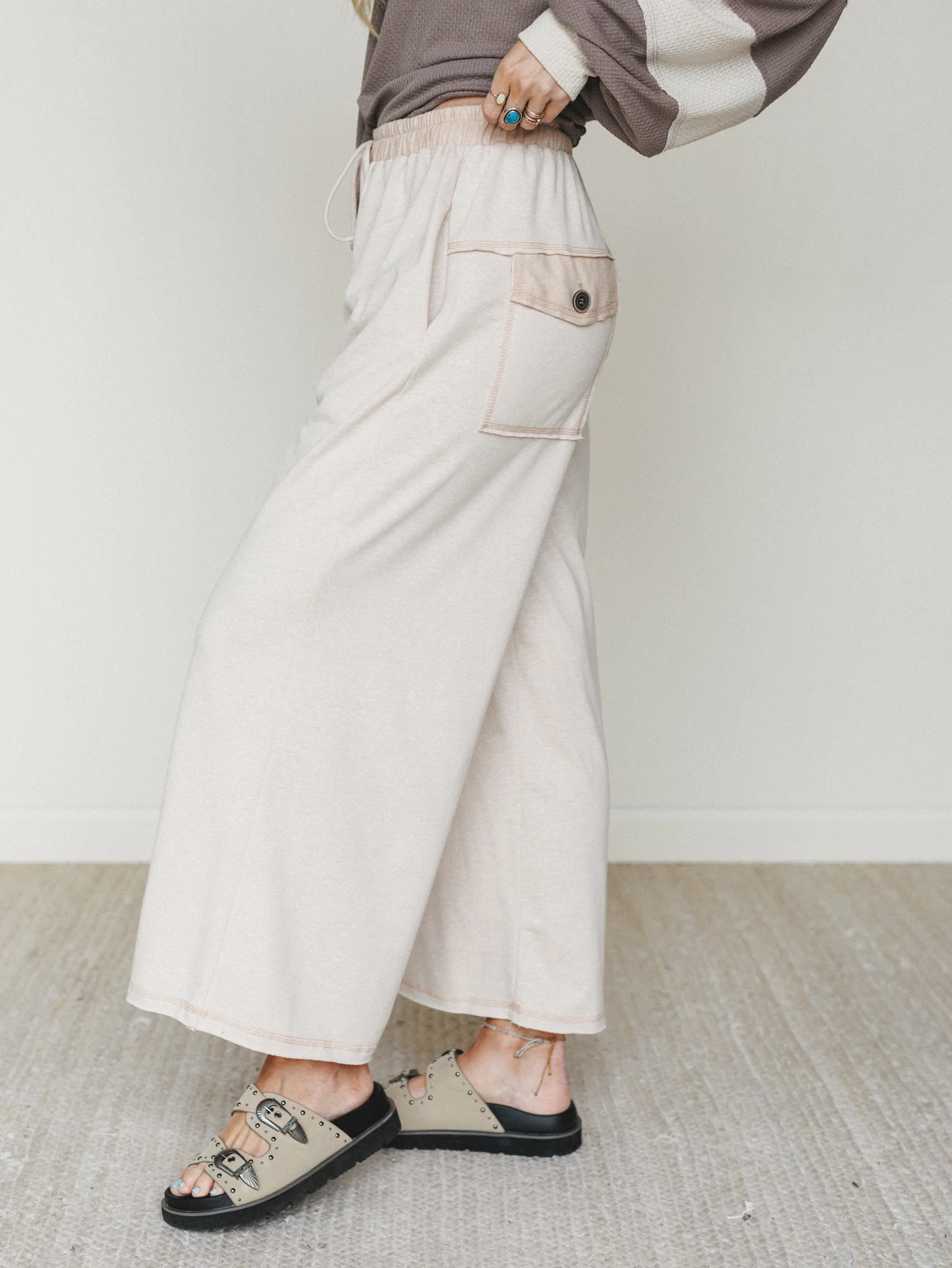 The Nest Jodi Wide Leg Pants - Beige - Pre Order