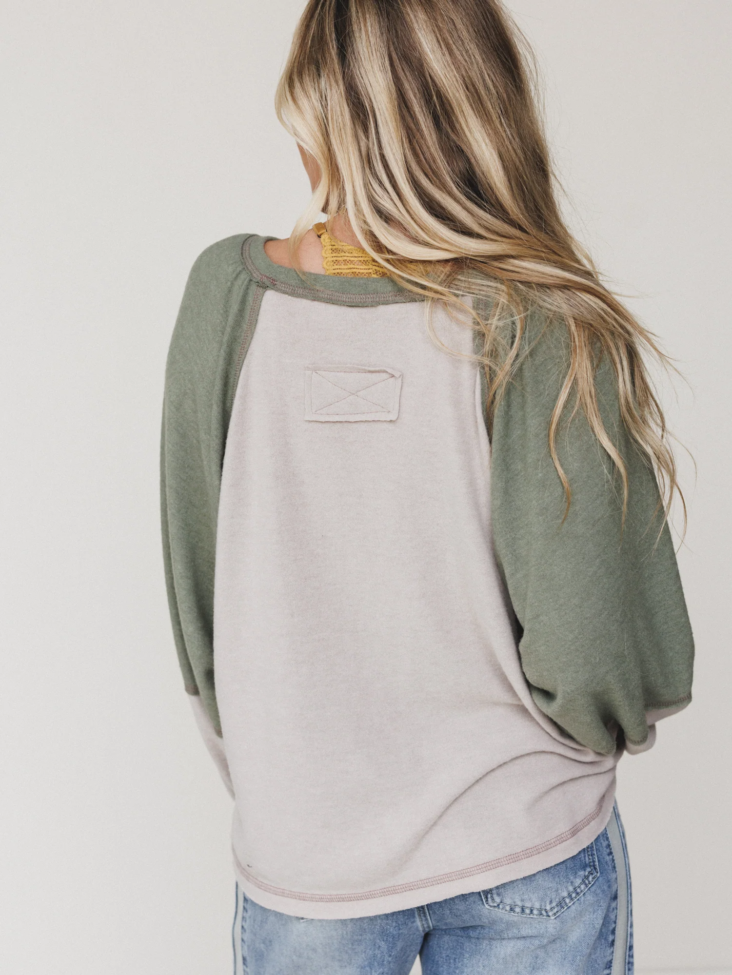 The Nest Jules Contrast Pullover Top - Taupe Olive - Image 5