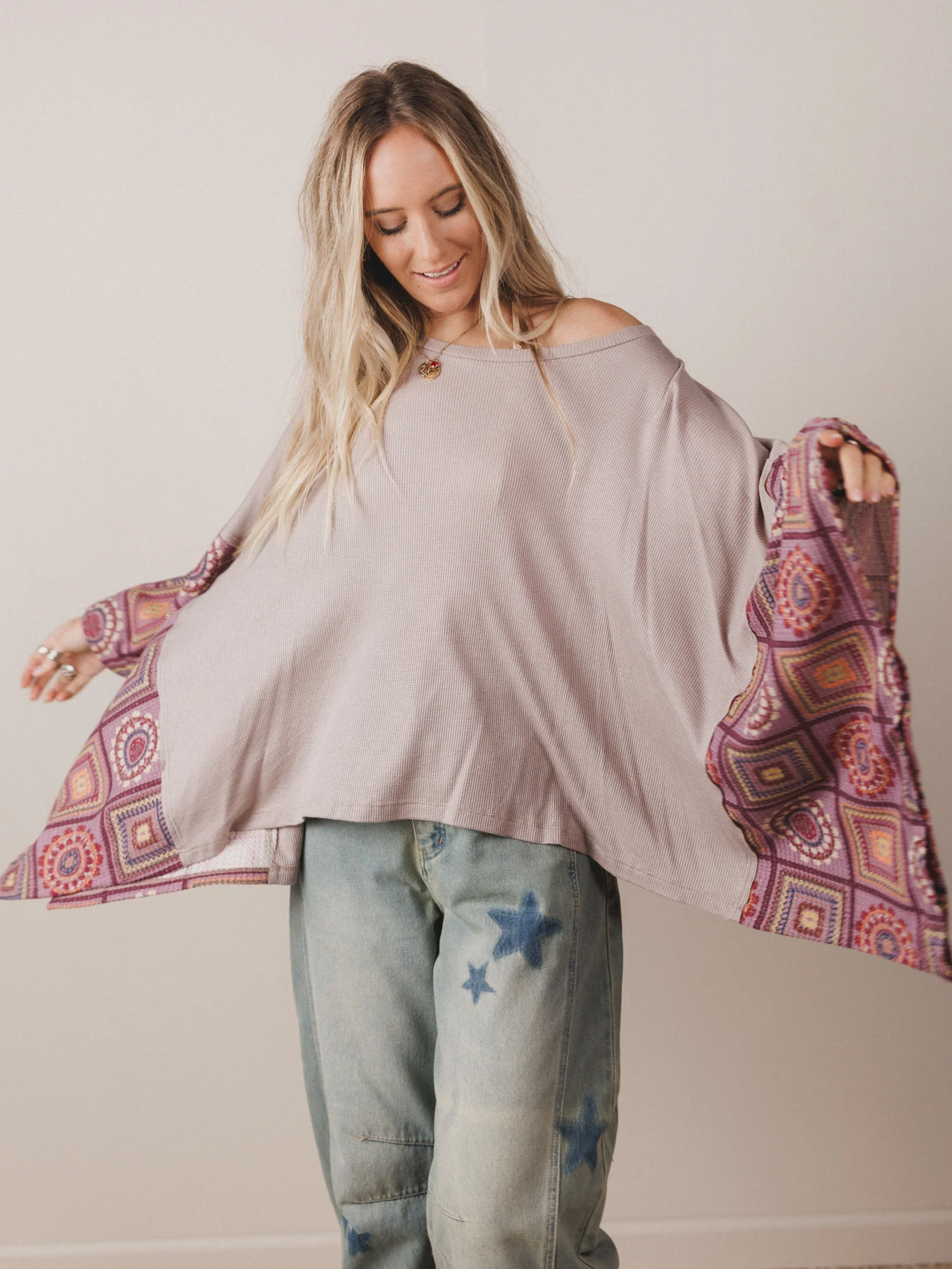 The Nest Kaleidoscope Dreams Poncho Top - Dark Mocha - Image 2