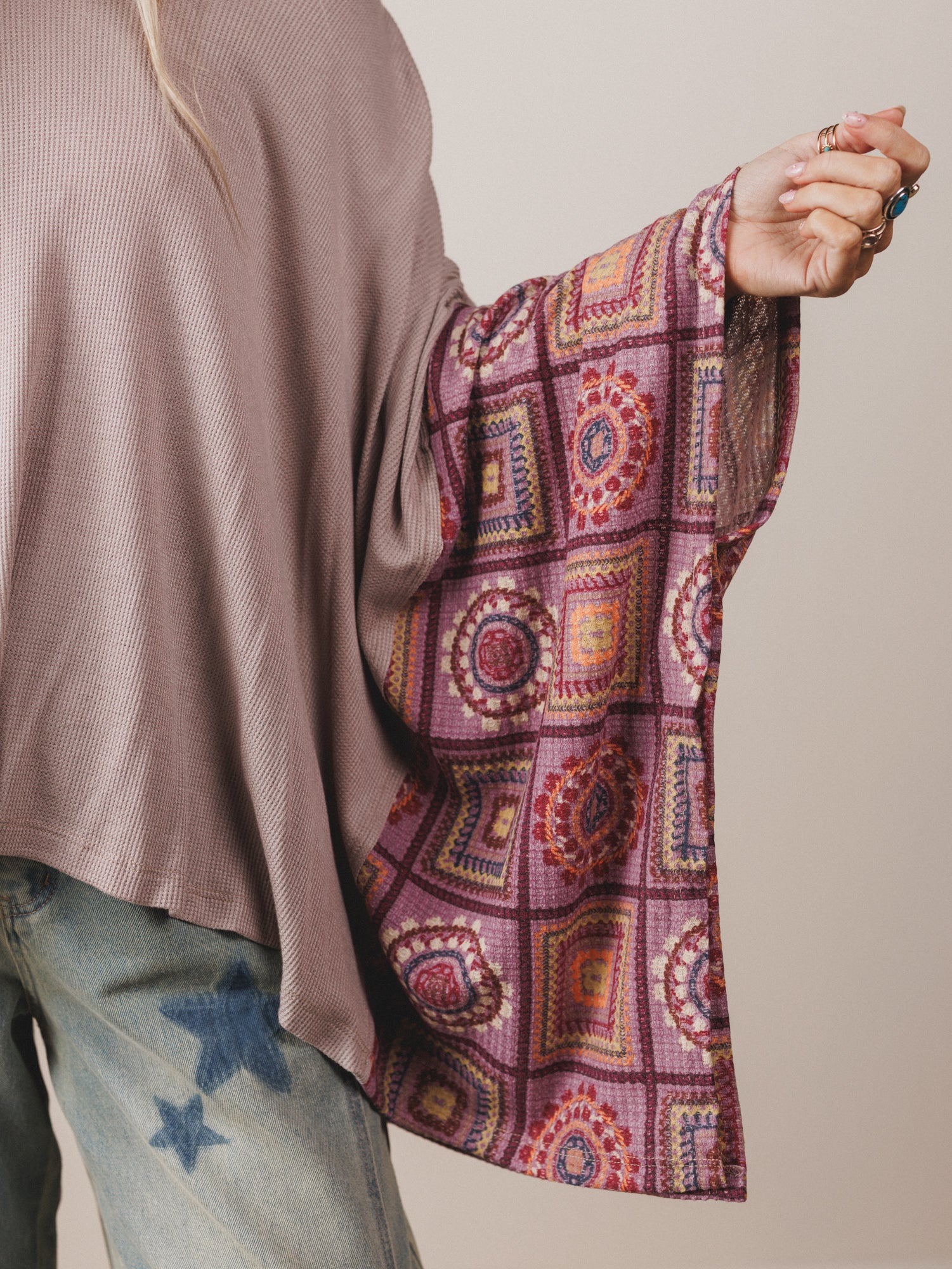The Nest Kaleidoscope Dreams Poncho Top - Dark Mocha - Image 4