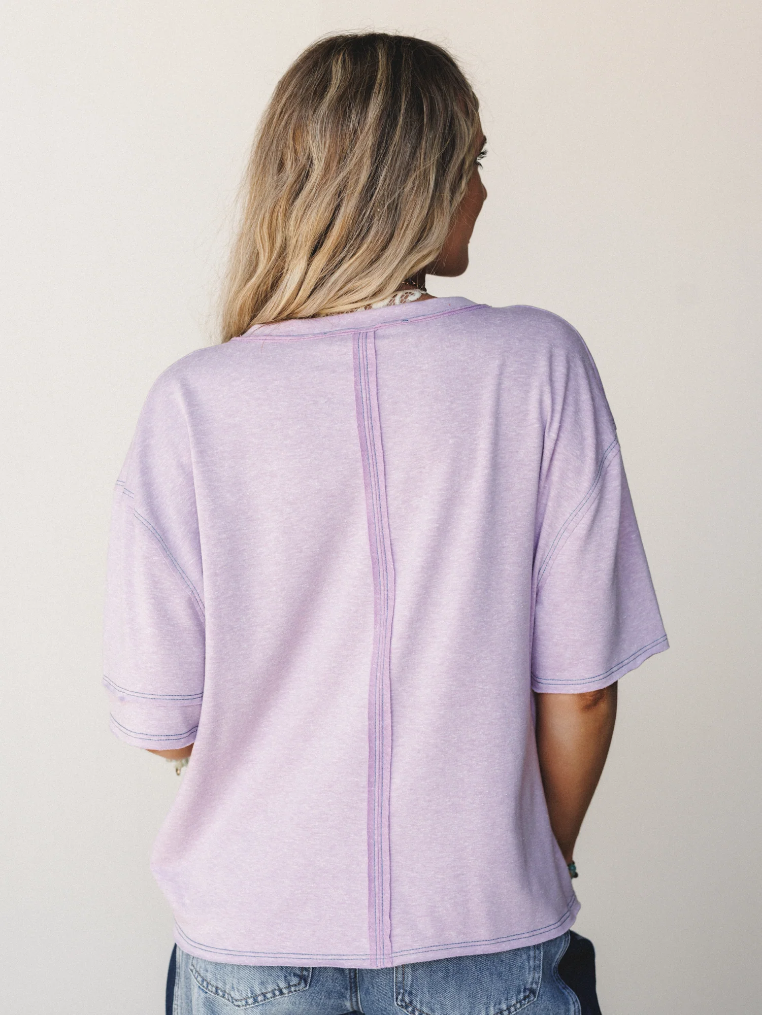 The Nest Katie V Neck Tee - Lavender - Image 4