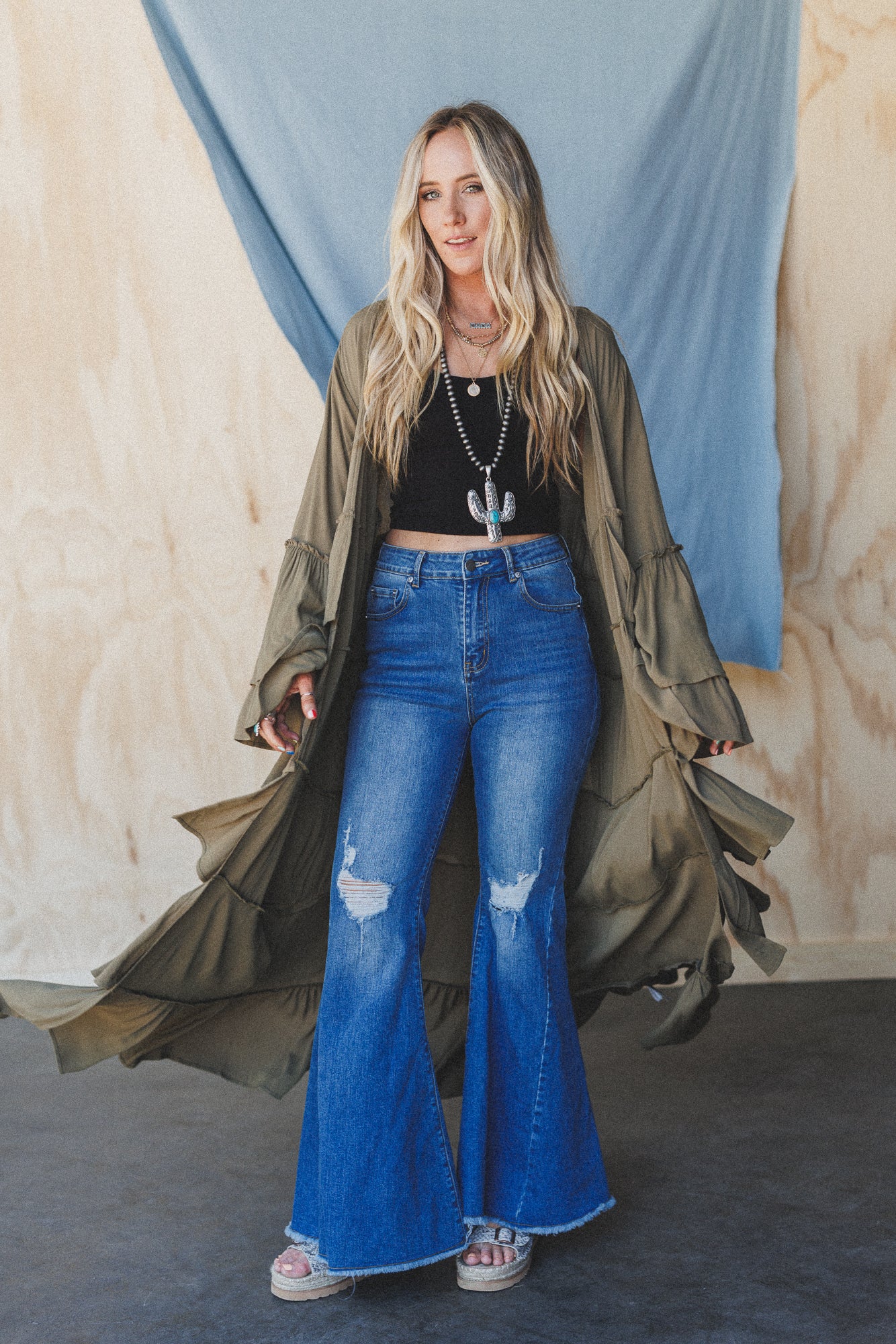 The Nest Layers Of Love Duster Kimono - Olive - Image 3