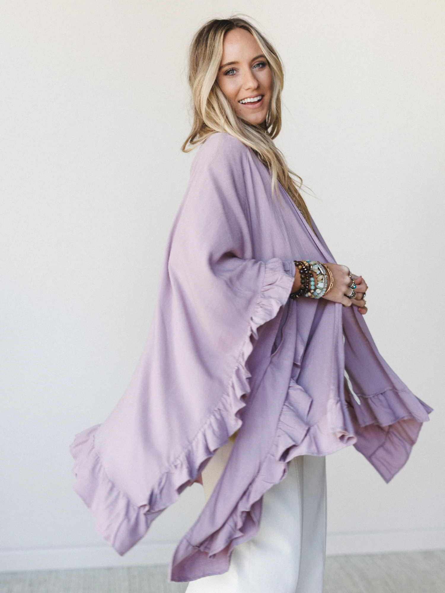 The Nest Let Me Ruffled Kimono - Pale Plum - Image 2