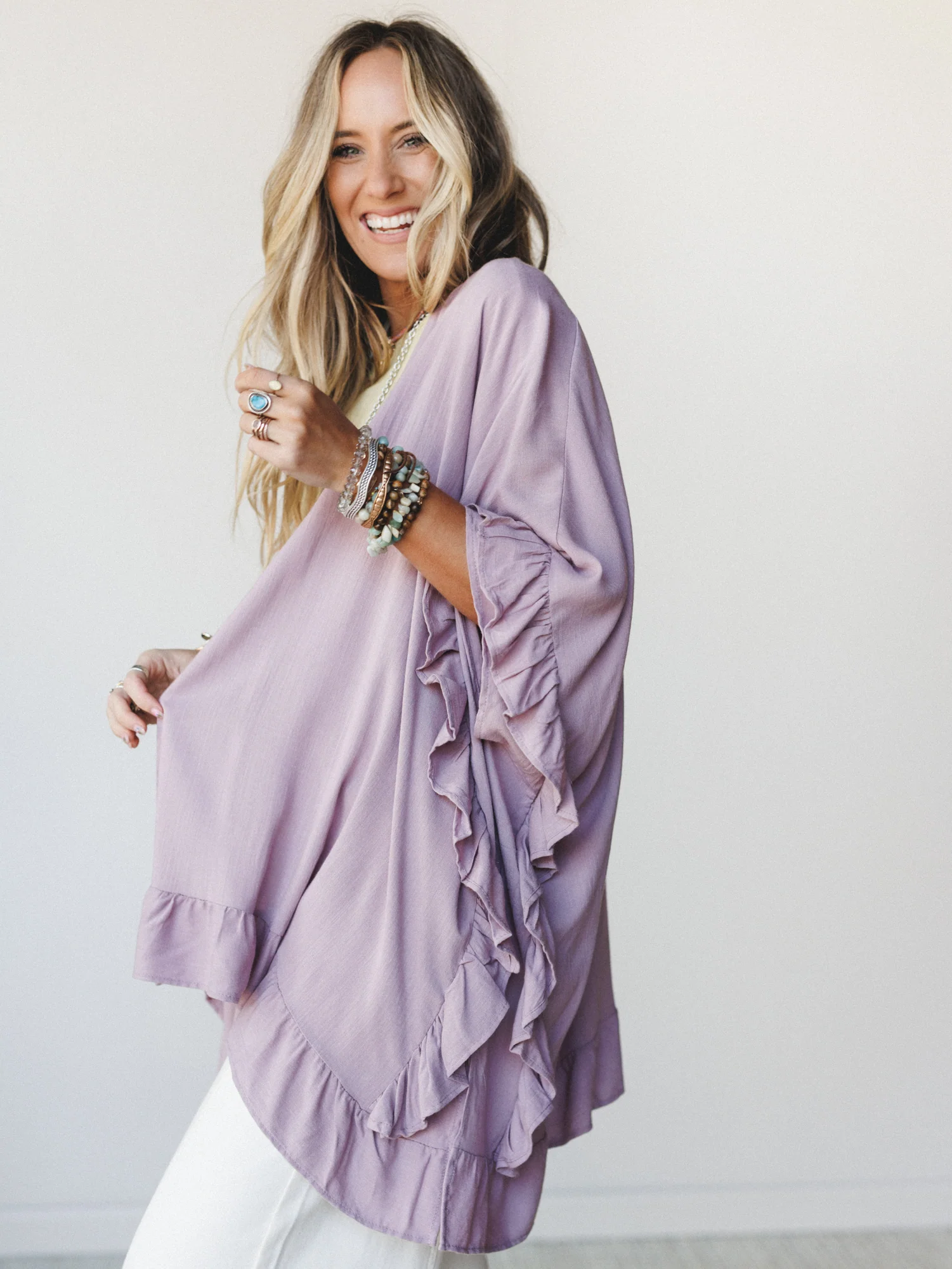 The Nest Let Me Ruffled Kimono - Pale Plum - Image 3