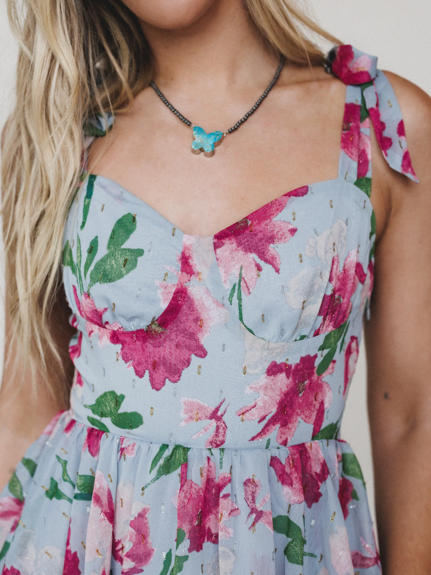 The Nest Lila Bloom Maxi Dress - Dusty Blue - Image 3