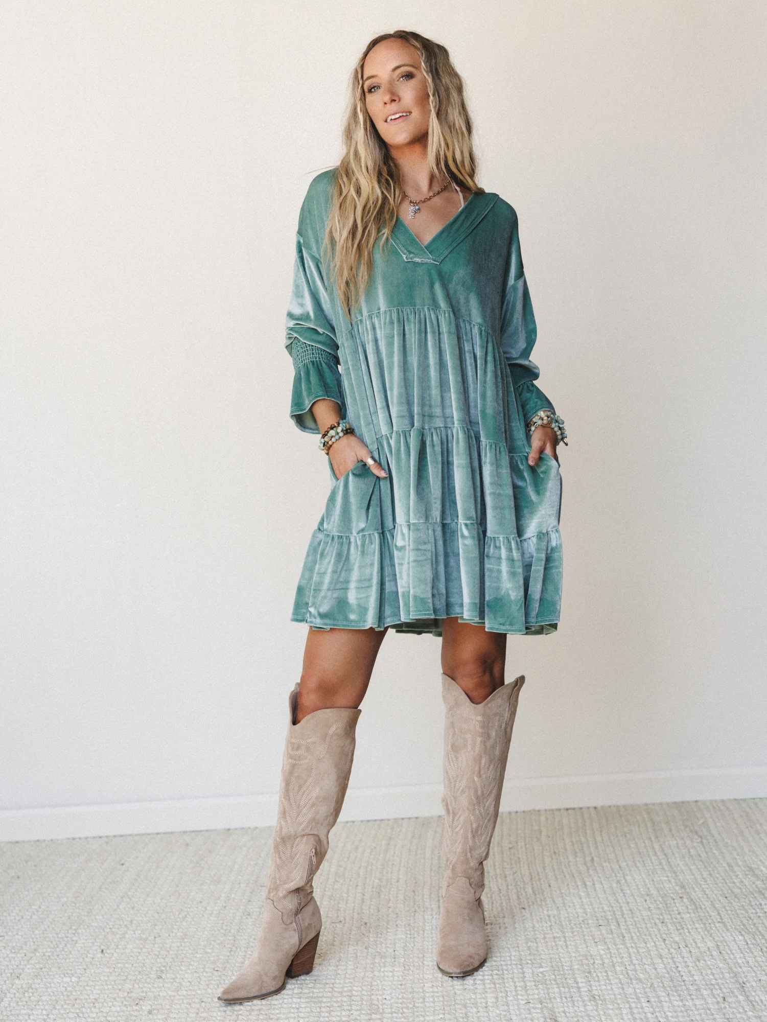 The Nest Maddie Velvet Dress - Seafoam - Image 6