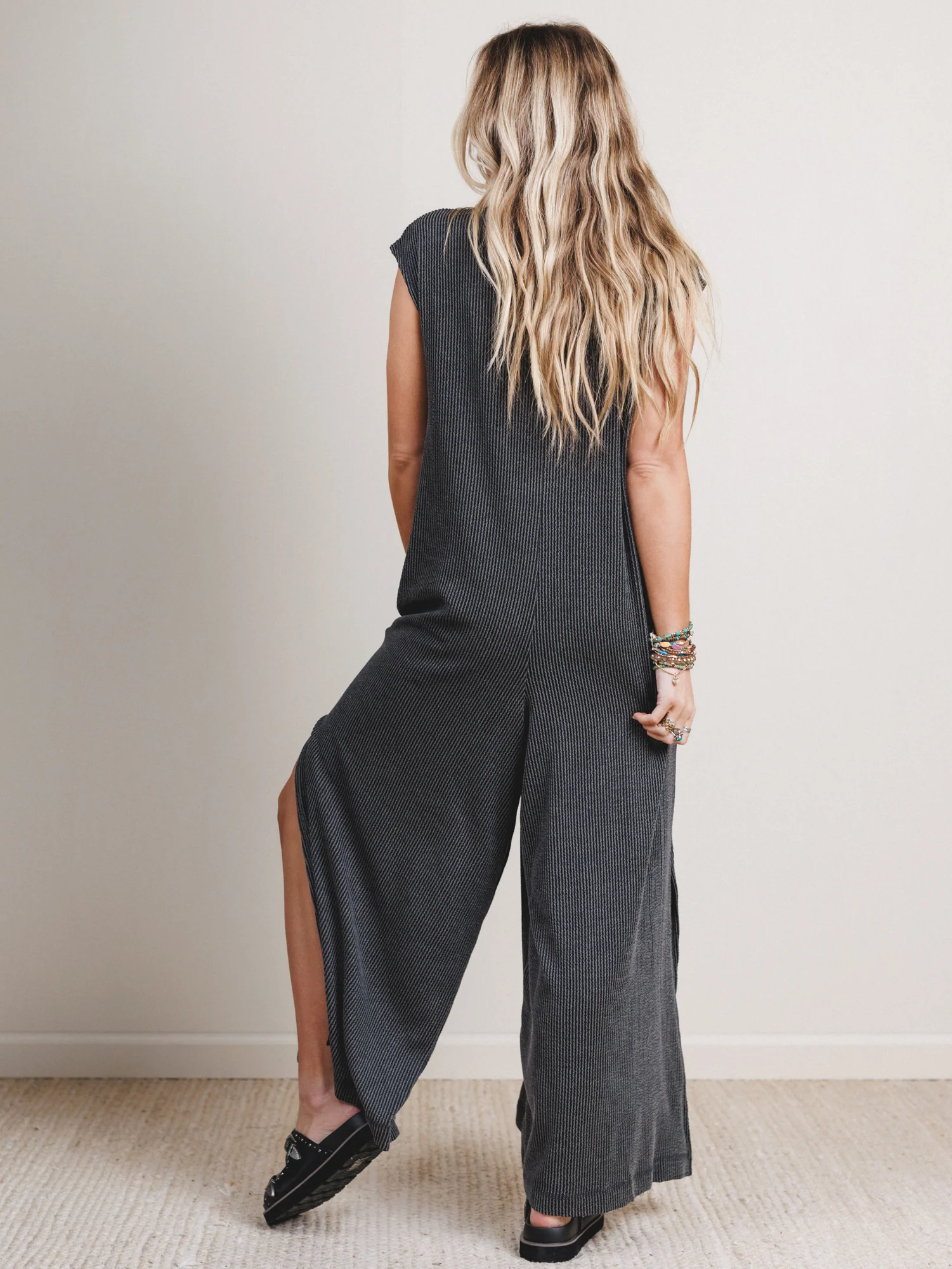 The Nest Madeline Textured Jumpsuit - Charcoal - Image 6