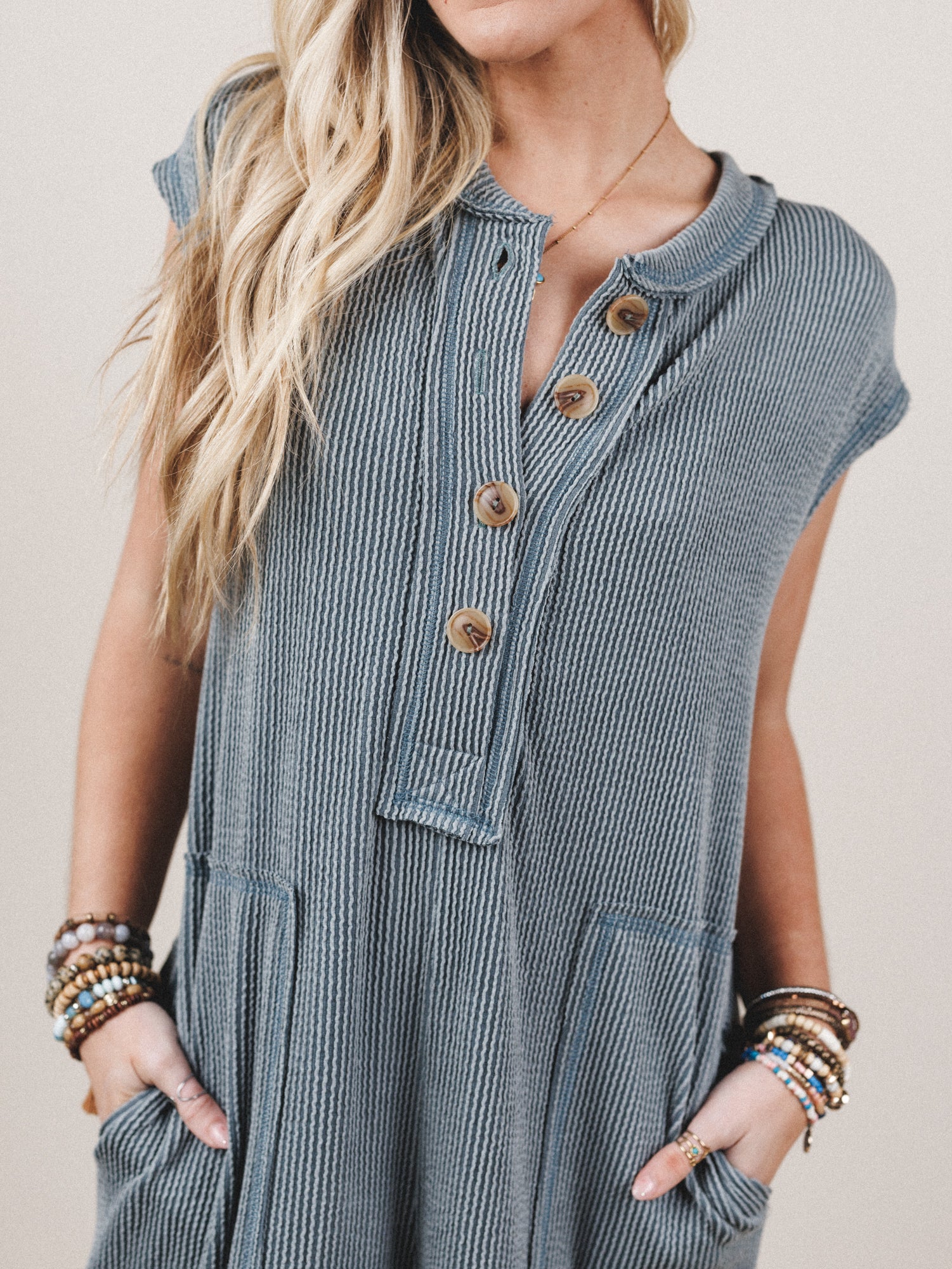 The Nest Madeline Textured Jumpsuit - Seafoam - Image 3