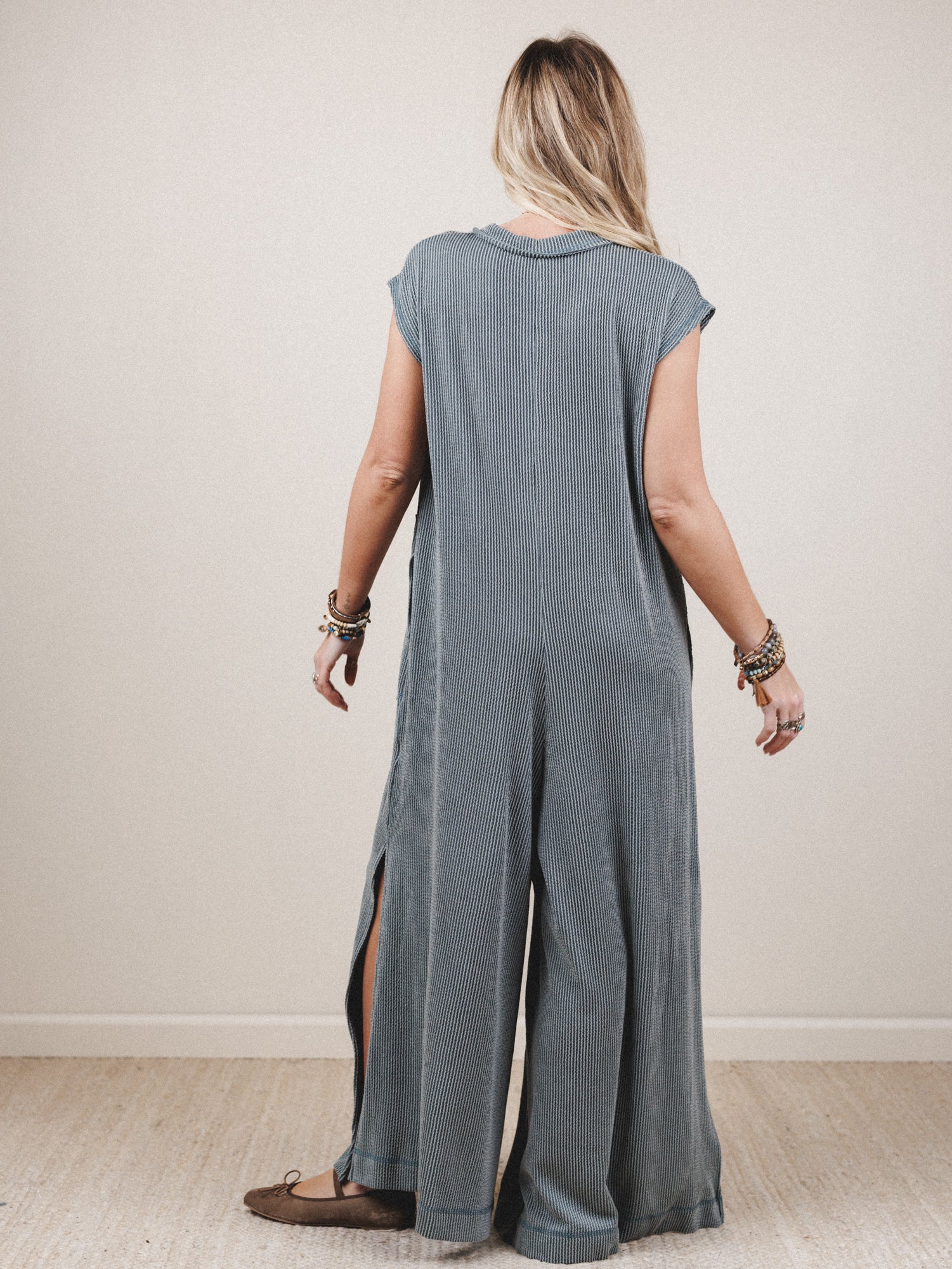 The Nest Madeline Textured Jumpsuit - Seafoam - Image 5