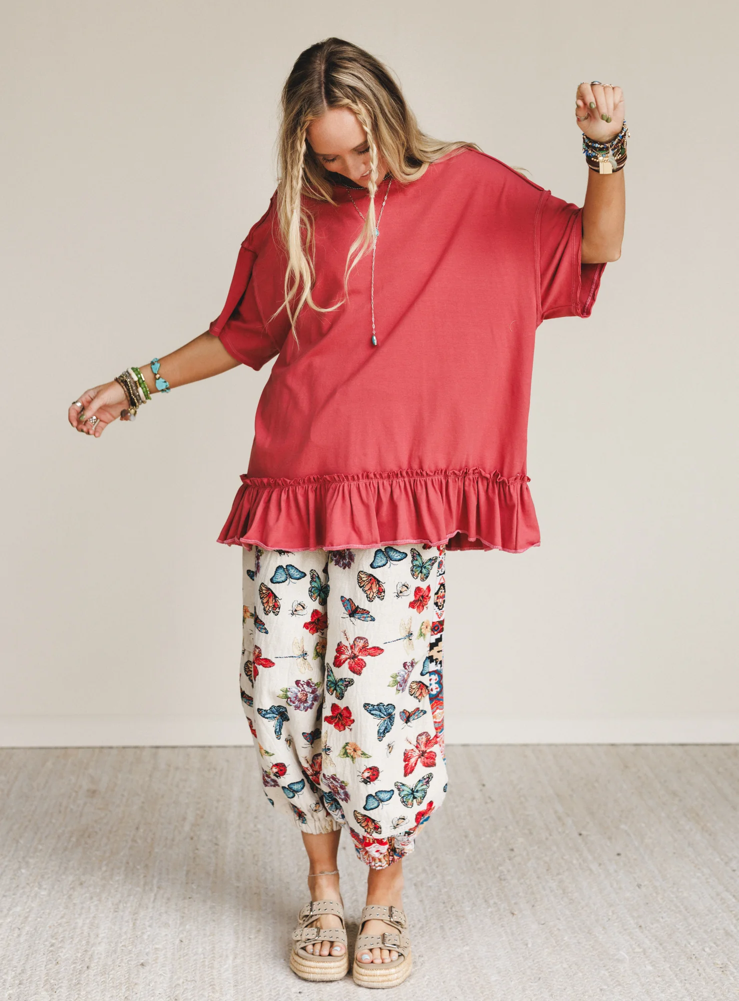 The Nest Mariah Ruffle Tee - Mauve - Image 2