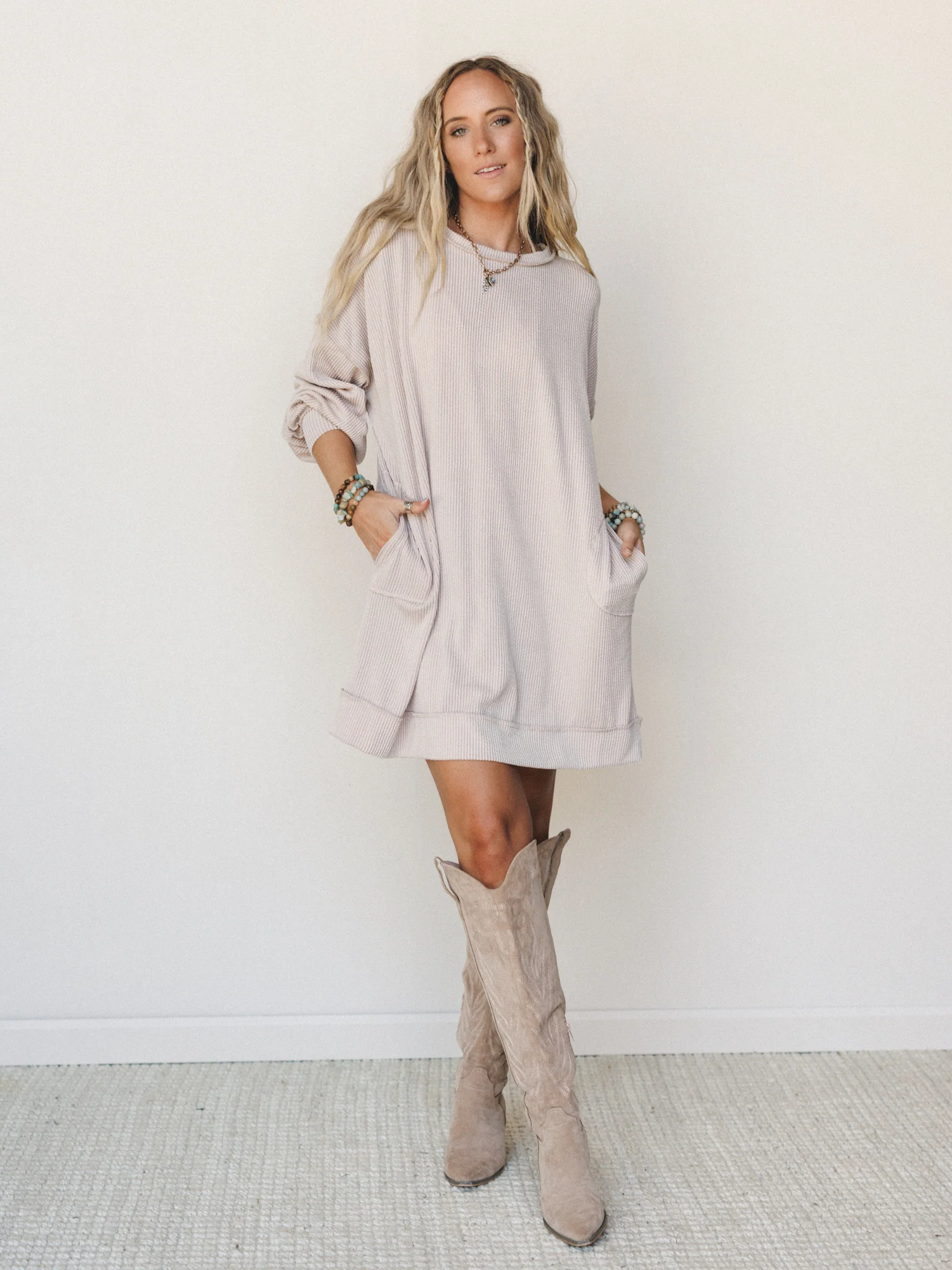 The Nest Moon Glow Long Sleeve Dress  - Cream - Image 2