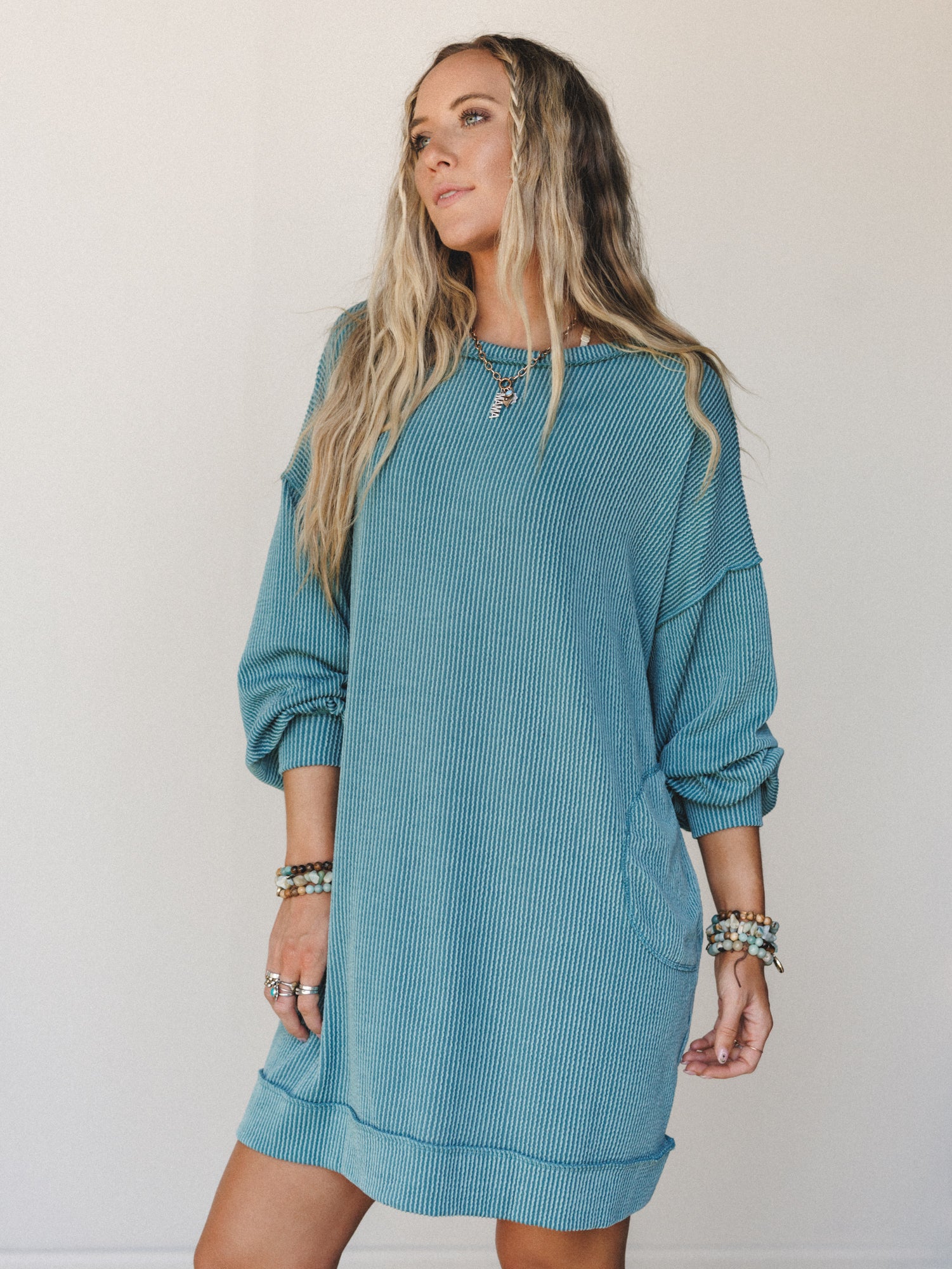 The Nest Moon Glow Long Sleeve Dress - Spruce - Image 4