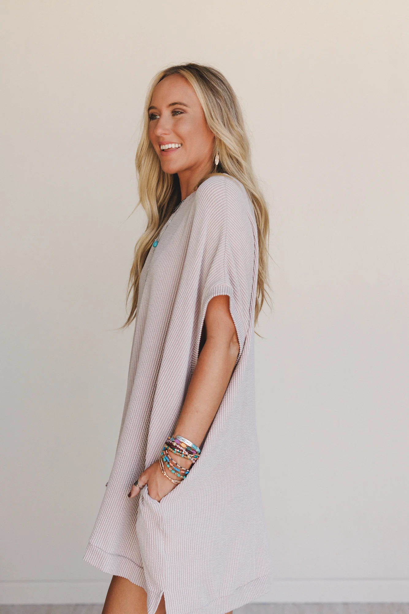 The Nest Moon Glow Texture Dress - Oat - Image 4