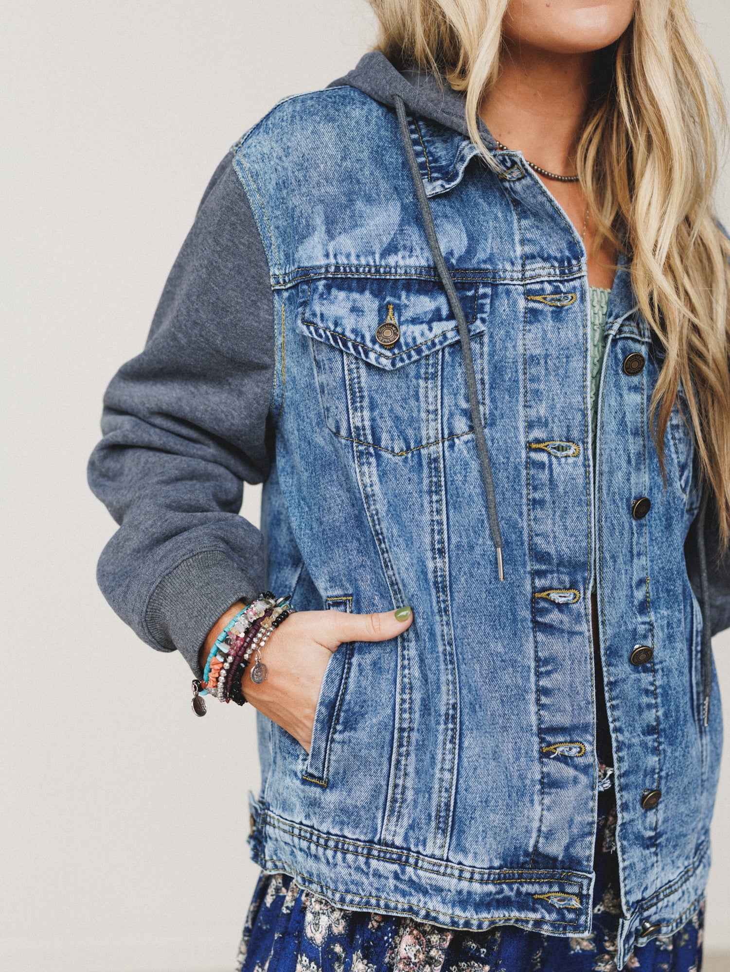 The Nest My Boyfriends Denim Jacket - Charcoal Medium Wash - Image 2