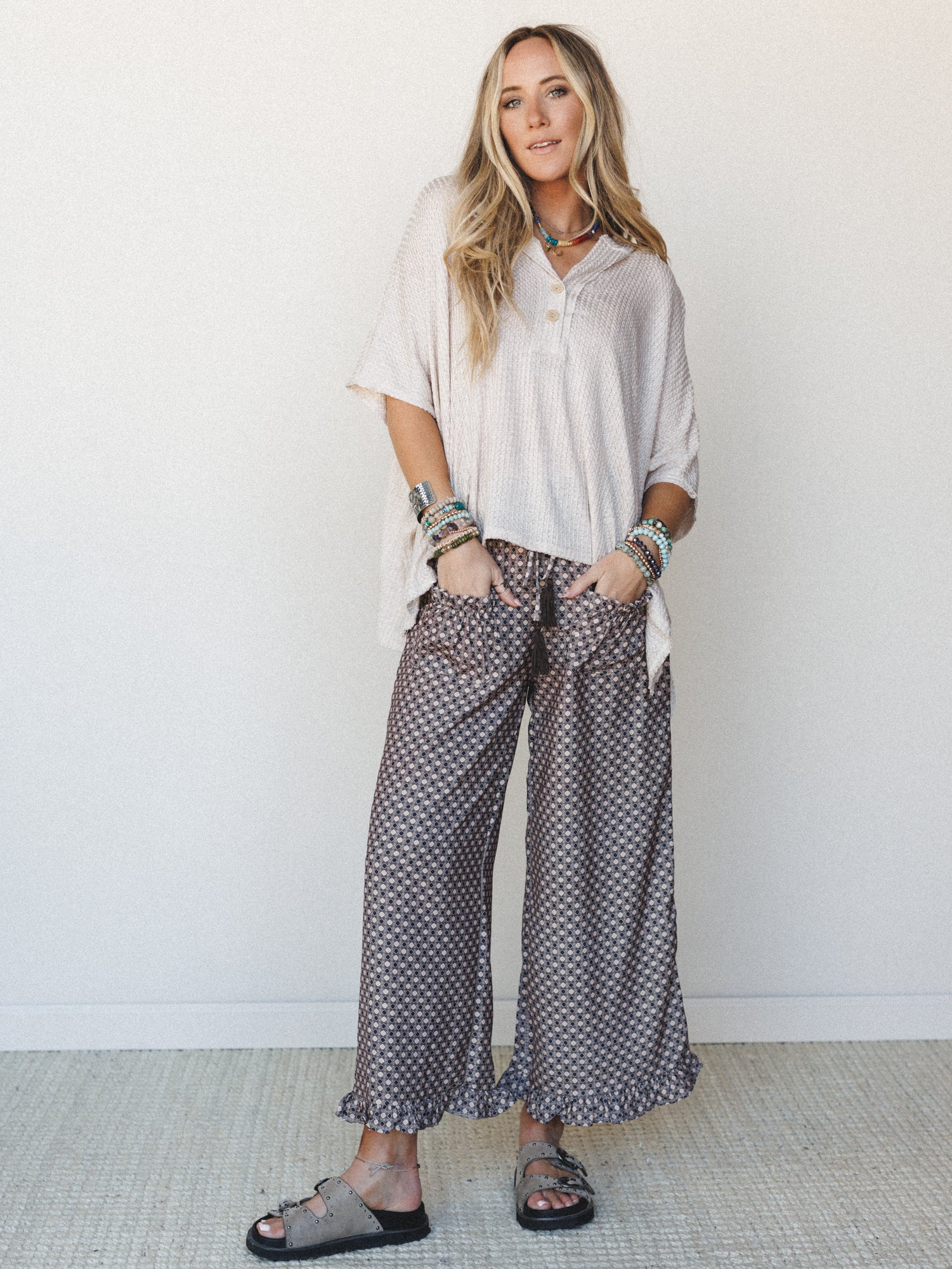 The Nest Mystic Mirage Printed Wide Leg Pants - Black - Image 4