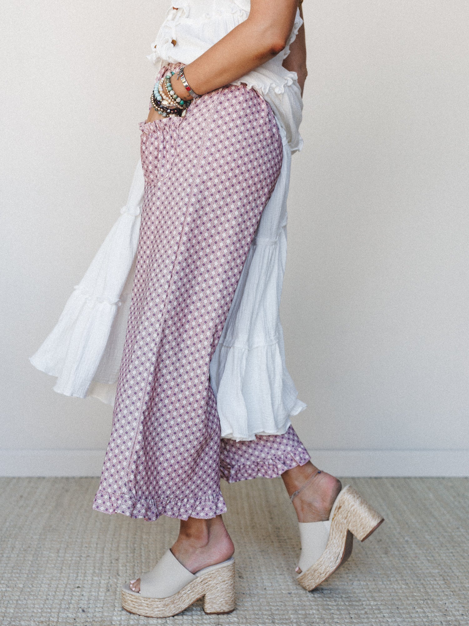 The Nest Mystic Mirage Printed Wide Leg Pants - Burgundy - Image 2
