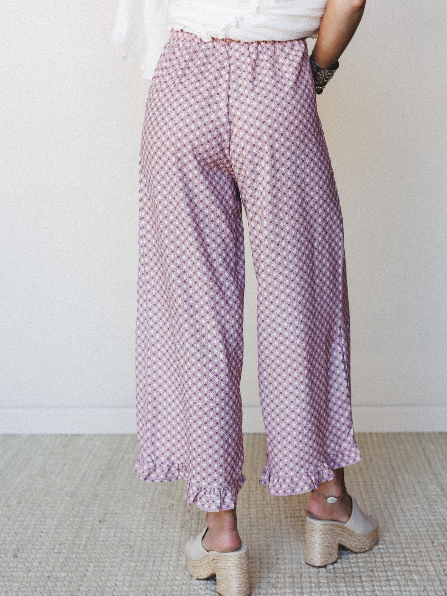 The Nest Mystic Mirage Printed Wide Leg Pants - Burgundy - Image 5