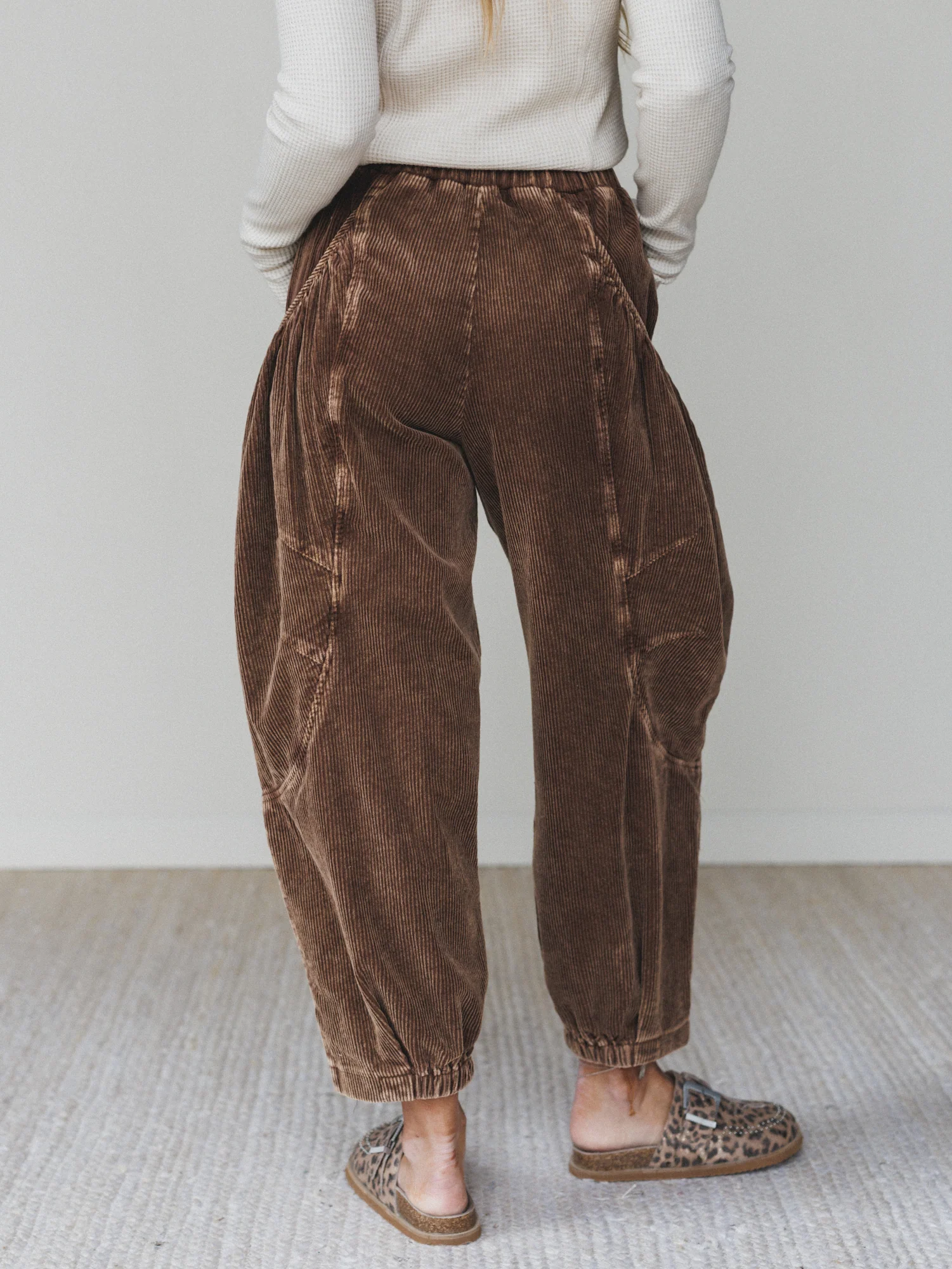 The Nest Nora Gathered Barrel Corduroy Pant - Brown - Image 6