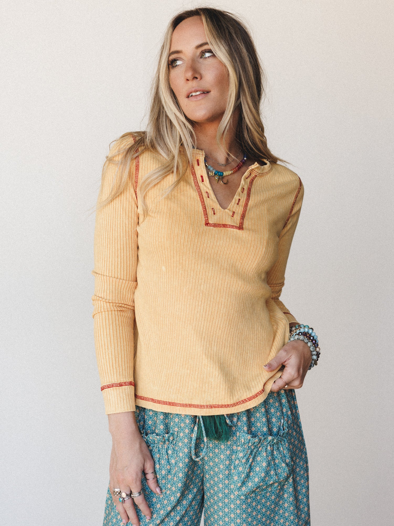 The Nest Off Duty Top - Mustard - Image 2