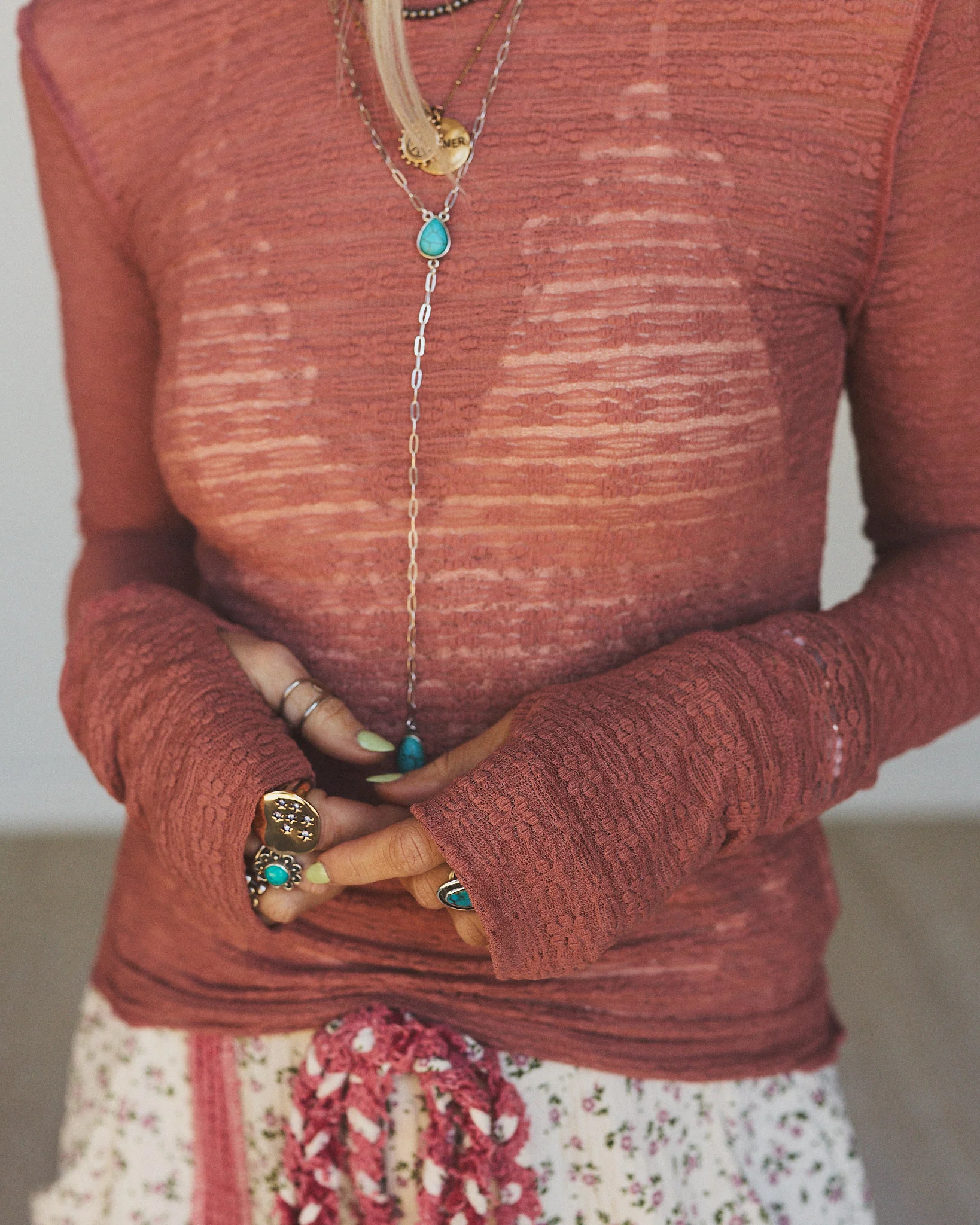 The Nest Pushing Daisies Long Sleeve Top - Cedarwood - Image 5