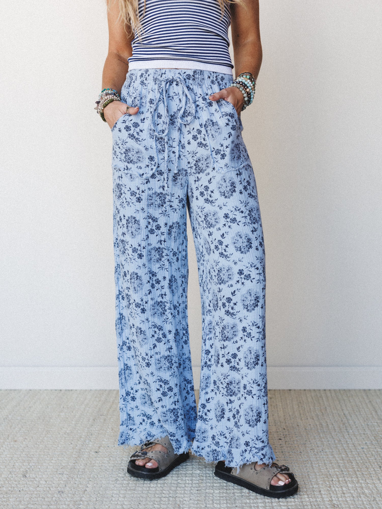 The Nest Sandra Wide Leg Ruffle Pant - Baby Blue - Image 6