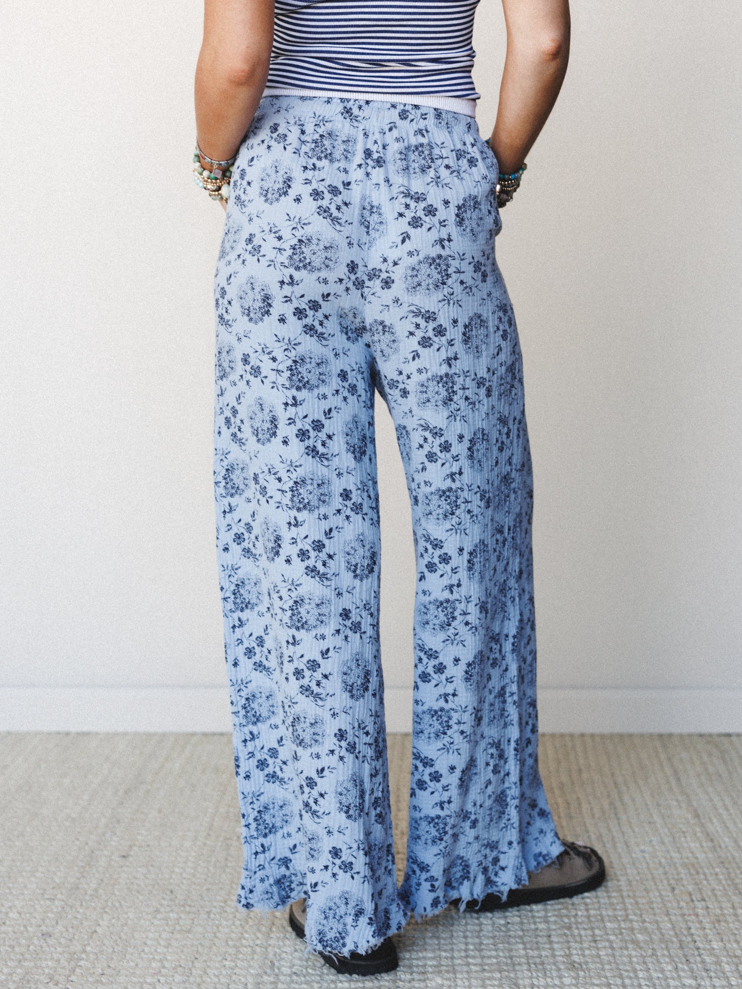 The Nest Sandra Wide Leg Ruffle Pant - Baby Blue - Image 7