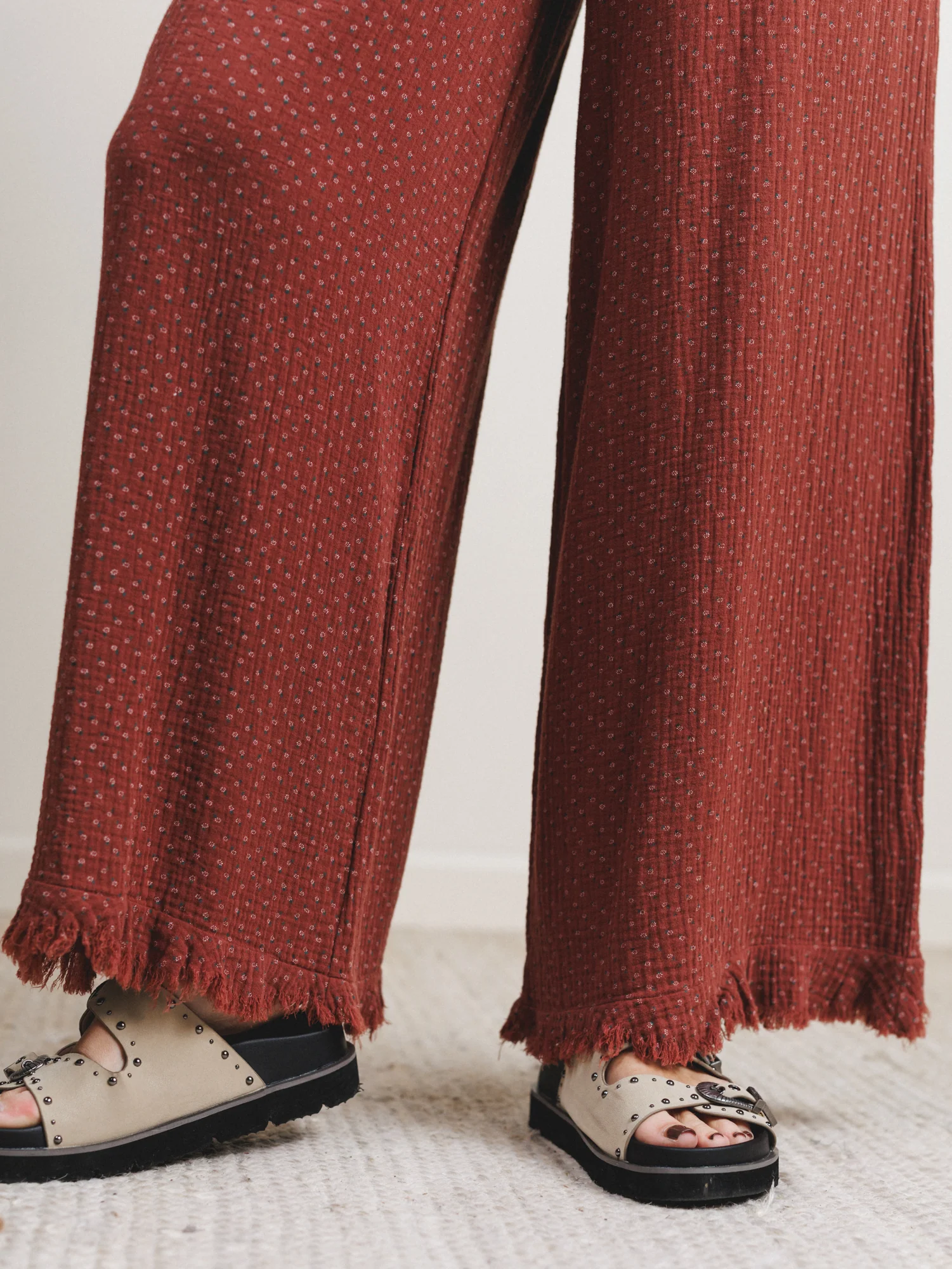 The Nest Sandra Wide Leg Ruffle Pant - Teracotta - Image 3