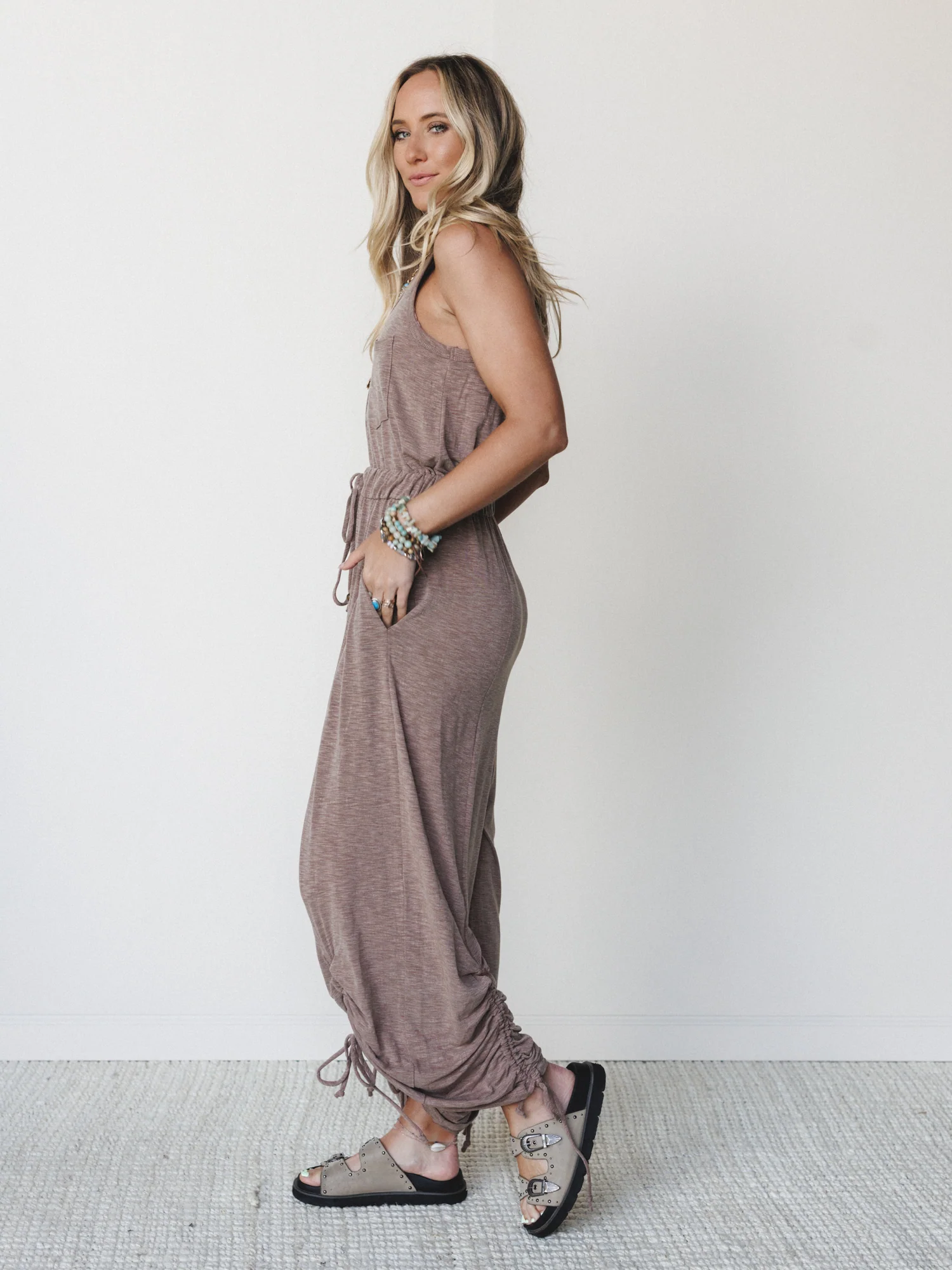 The Nest Solie Cinched Jumpsuit - Mocha - Image 4